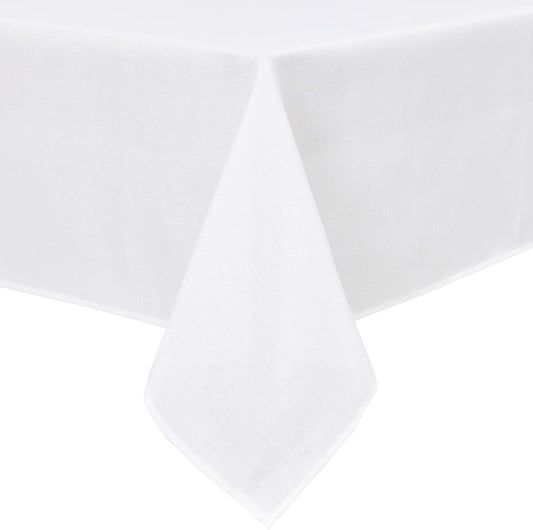 Hiasan Faux Linen Rectangle Tablecloth - Wrinkle and Stain Resistant Washable Table Cloth for Kitchen Dining Room Holiday Table Cover for Party Dinner, White, 54 x 108 Inch