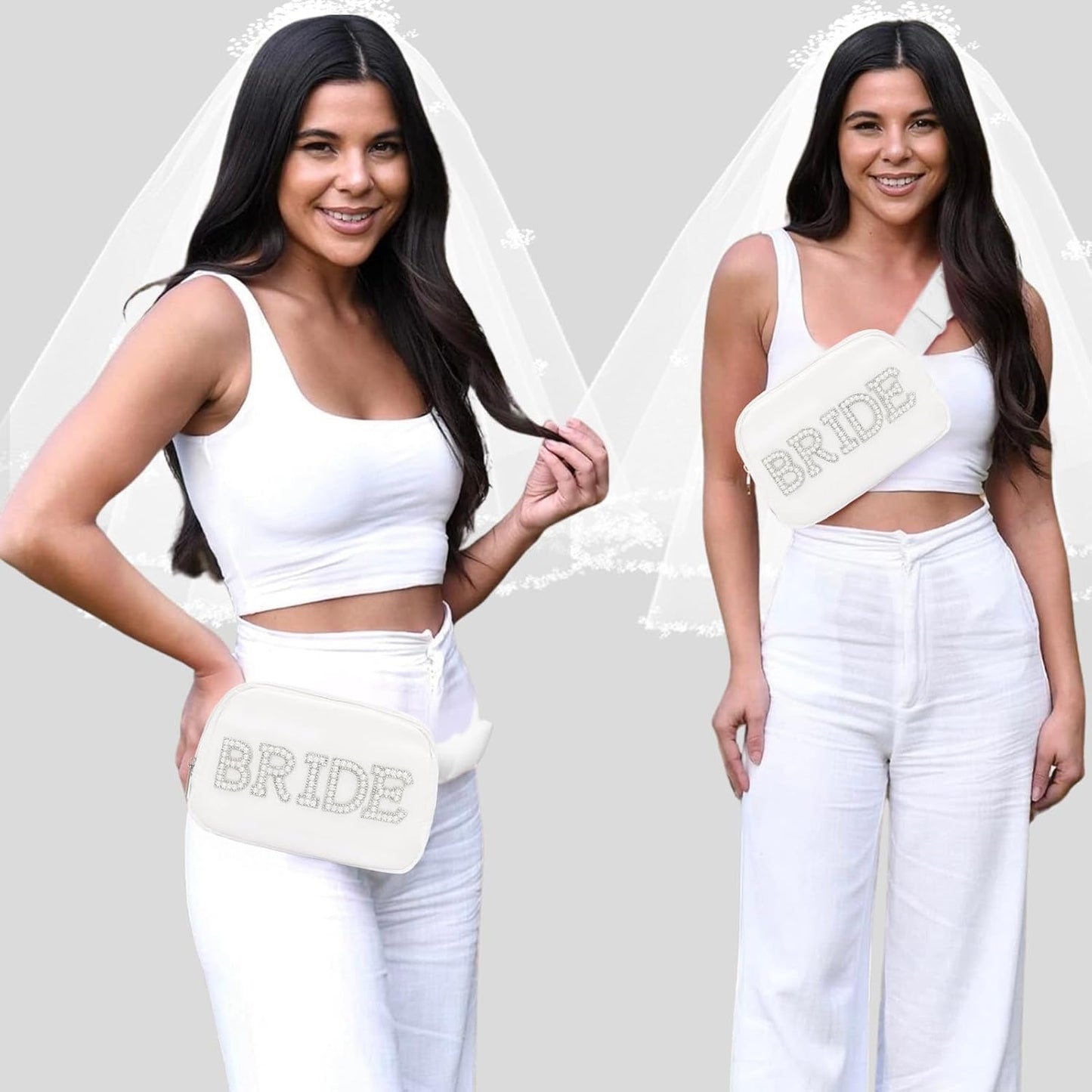 Lamyba Bride Gifts,Bachelorette Gifts for Bride,Pearl Bride Fanny Pack,Hair Claw Clip and Sunglasses,Bride to be Gifts,Bachelorette Party Decorations,Favors,Accessories,Bridal Shower/Wedding Gifts