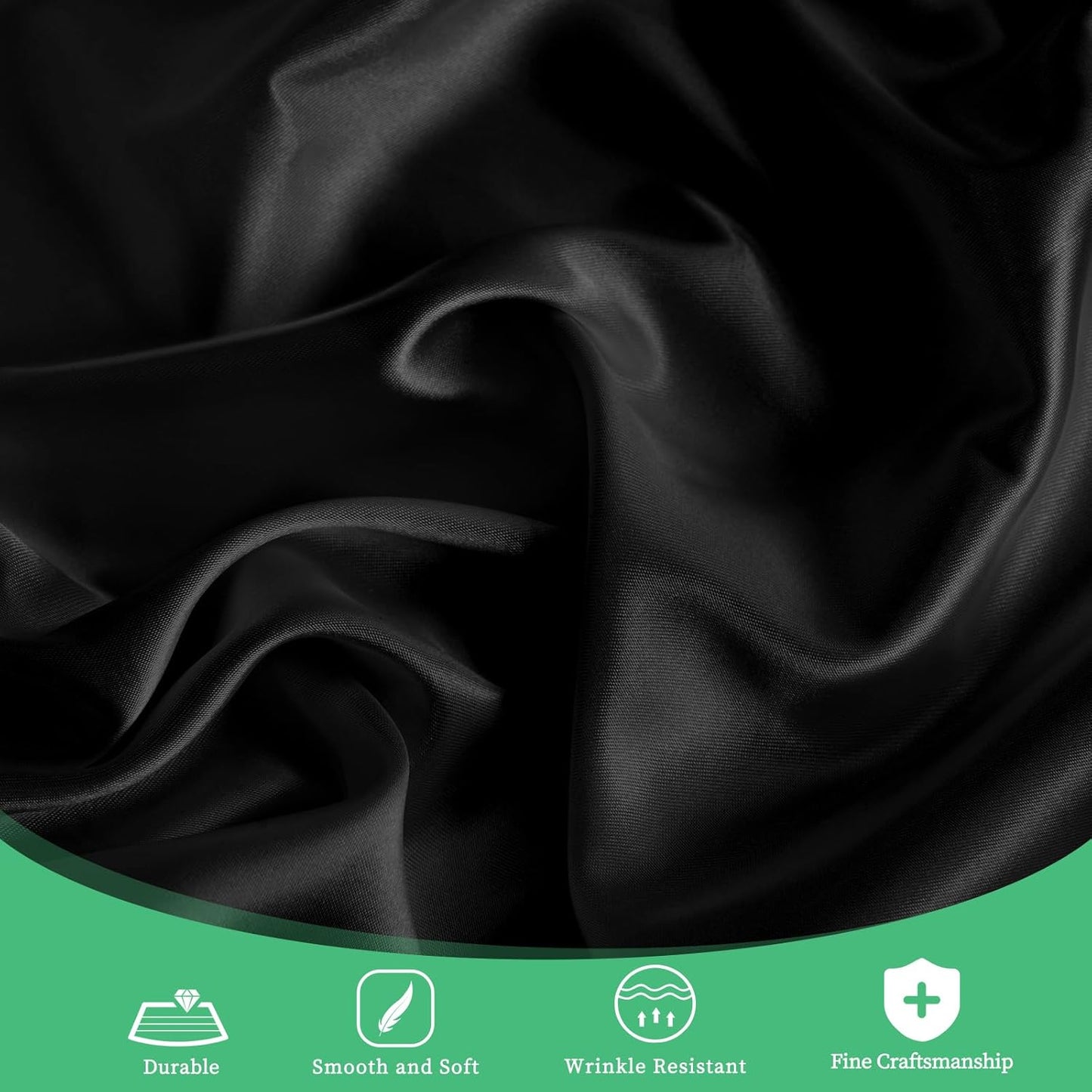 fani 12 Pack 108 Inch Black Satin Tablecloth - Premium Bright Silky Round Tablecloth Overlay Smooth Fabric Table Cover, Table Decoration for Wedding Party Banquet Events Restaurant Kitchen Dining