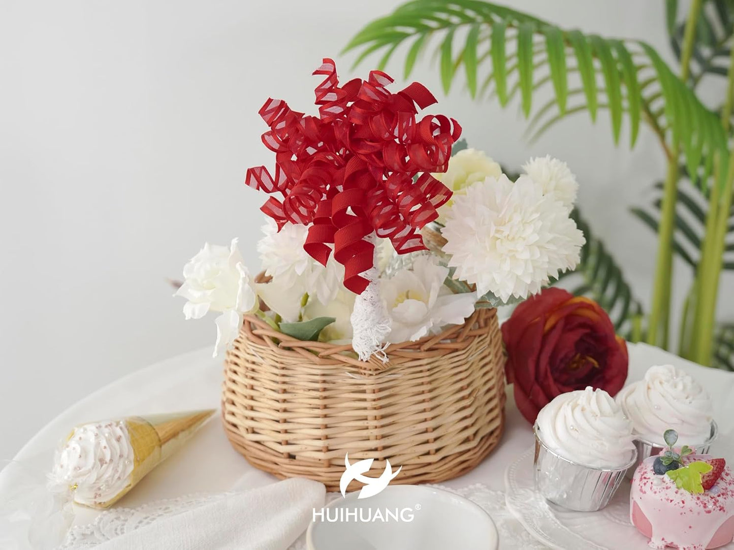 HUIHUANG Red Bows for Gift Wrapping Christmas Gift Bows 5 inch x 8 Counts Self-Adhesive Curly Ribbon Bow for Presents, Paper Bag, Party Favors, Wrapping Accessories, Holiday Wedding Decoration