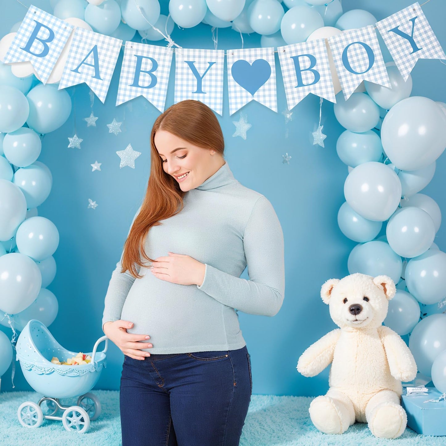 Hahafelt Baby Boy Banner for Baby Shower Decorations, Blue