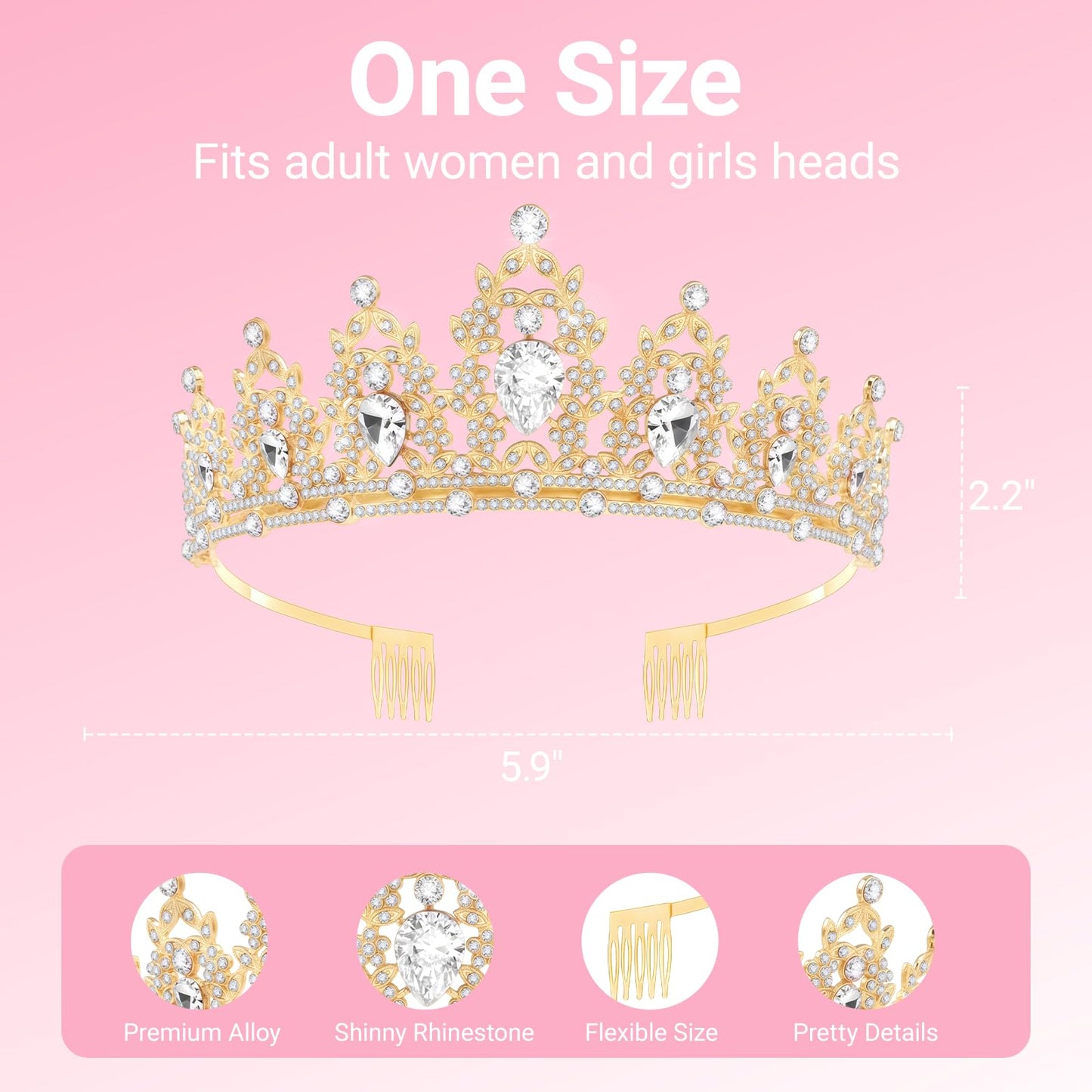 Papoopy Birthday Tiara and Crown with Sash, Birthday Tiara for Women Party