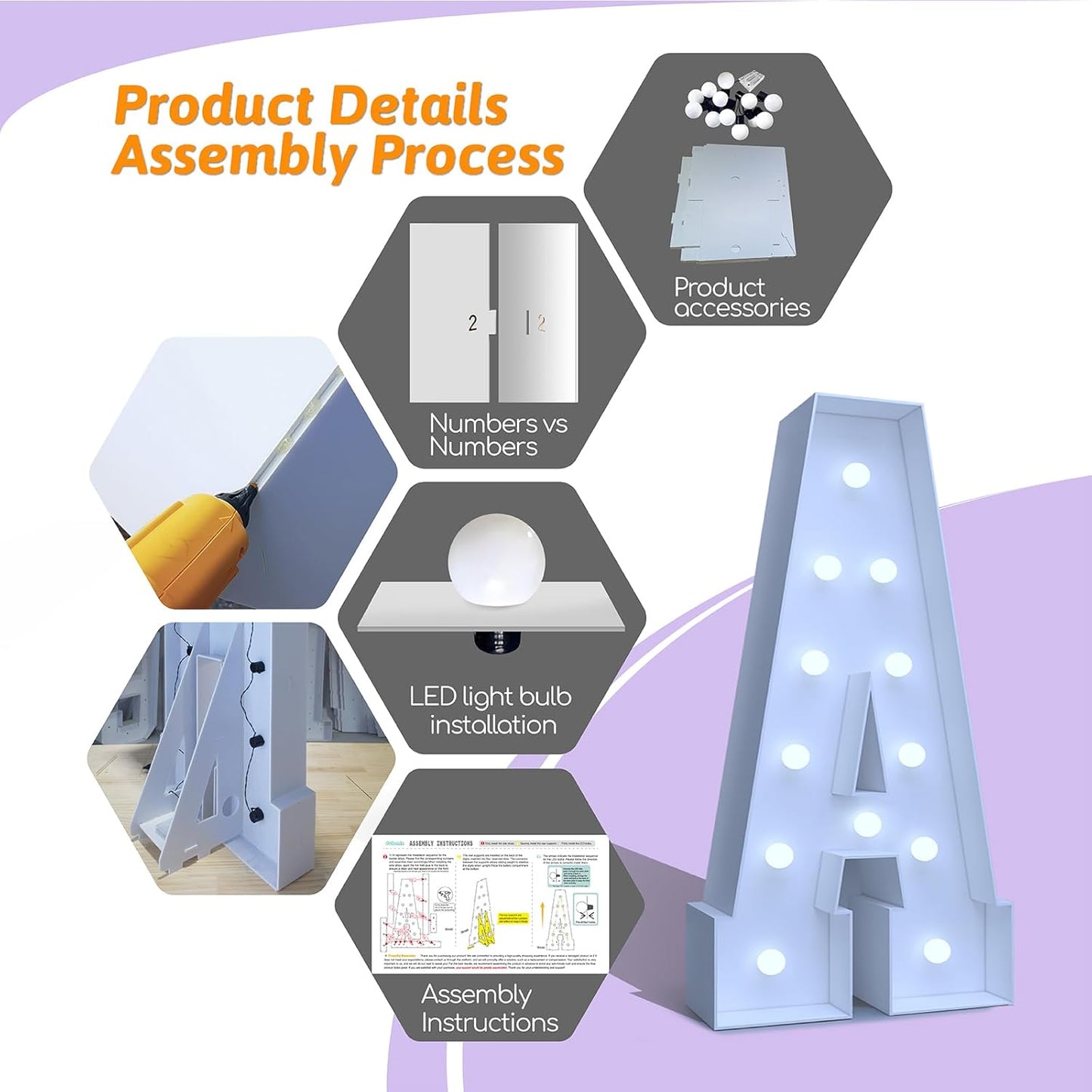 4FT Marquee Light Up Numbers 9 – Cool White LED, Easy to Assemble Foam Board with Back Support, Large Marquee Light Up Numbers for Birthday, Wedding, Party, Anniversary, Baby Shower Decor