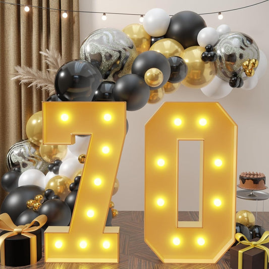 imprsv 3FT Marquee Light Up Numbers, Marquee Numbers 70th Birthday Decorations for Women Men, Large Light Up 70 Birthday Women Foam Board Anniversary Party Decorations Arch Kit (DIY)