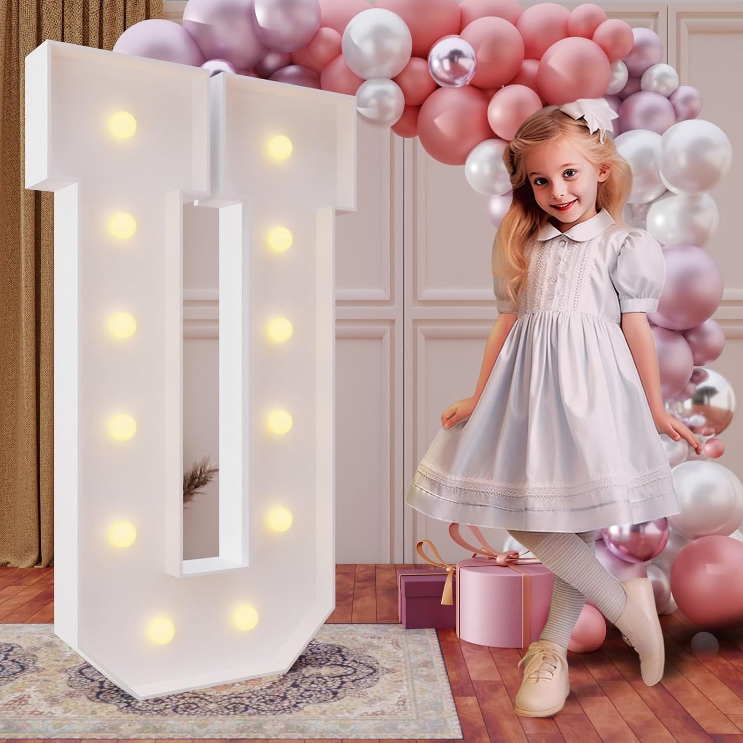 imprsv 4FT Marquee Light Up Letters for Birthday Party Decorations Large Marquee Letters for Wedding Event Bridal Shower Engagement Anniversarty Party Decor,Letter U