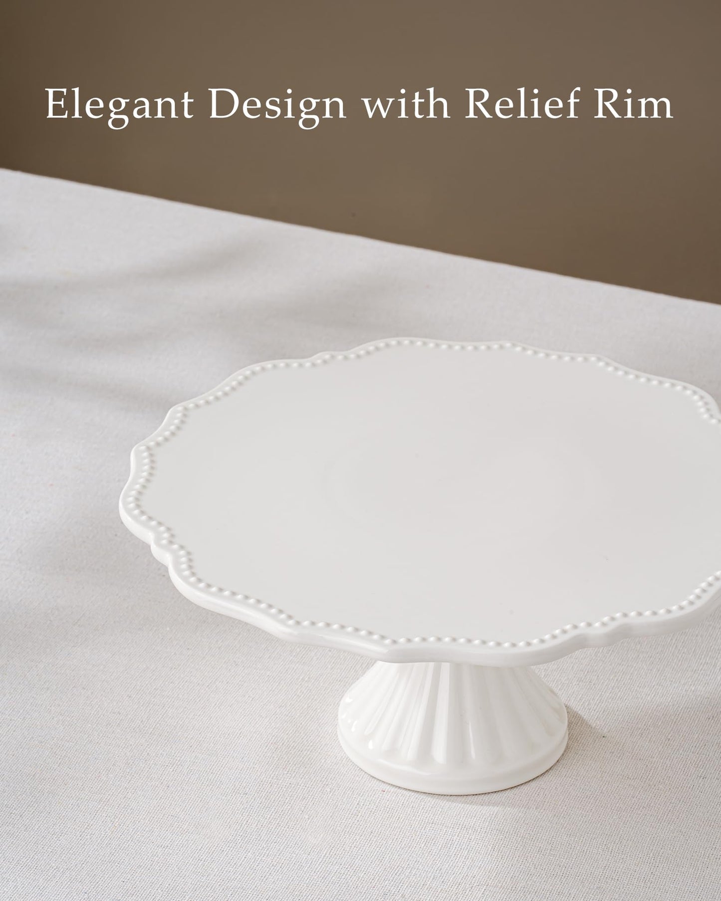 Omifun 10 Inch Cake Stand, Relief Round Dessert Cake Stand for 8 Inch Cake