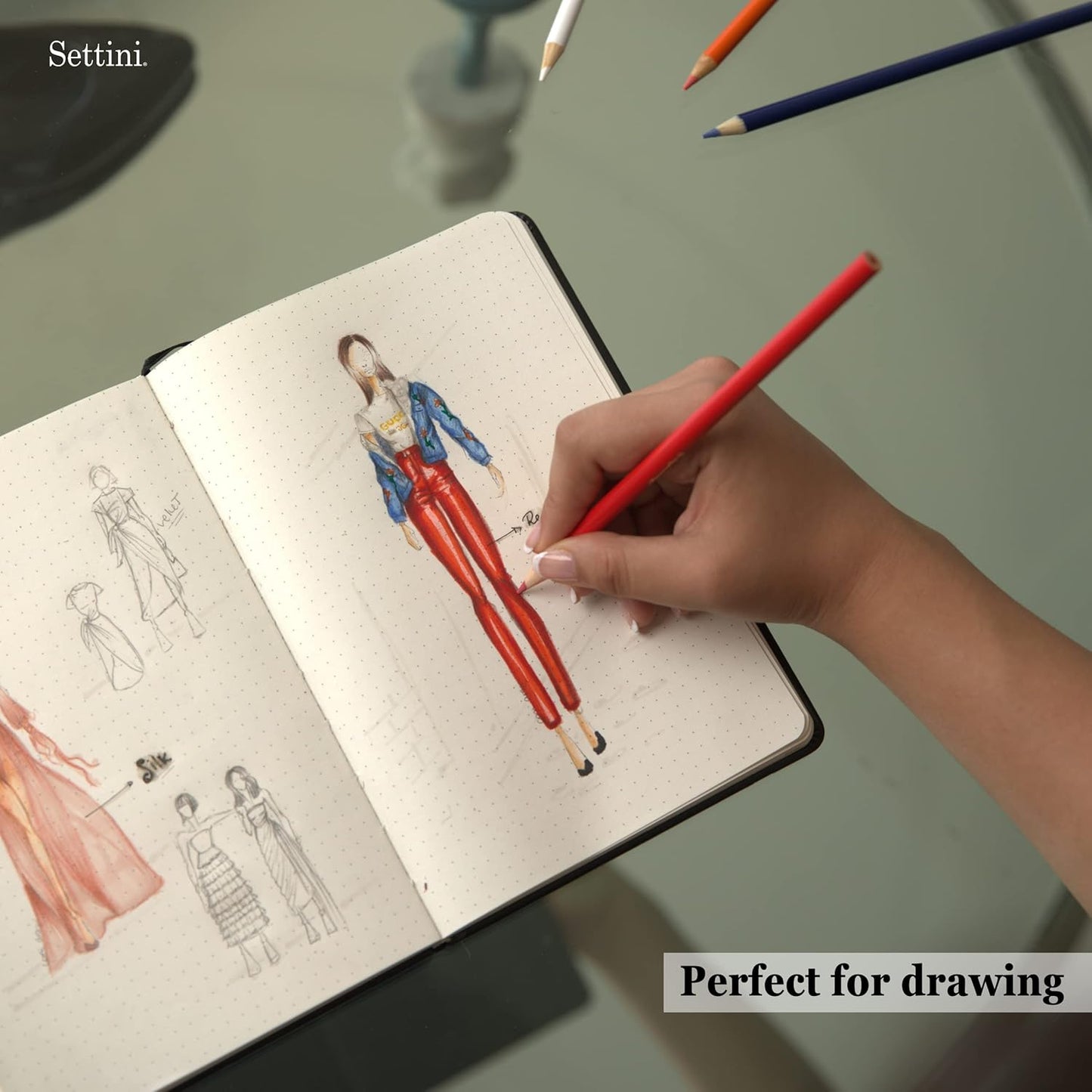 SETTINI Dotted Journal, Ideal for Bullet Journaling - A5 Vegan Leather Notebook, 192 Archival-Quality Pages, QuillEase Bleed-Free Paper, Inner Pocket & Bookmark - Elephant Gifts for Women & Men, Grey Elephants