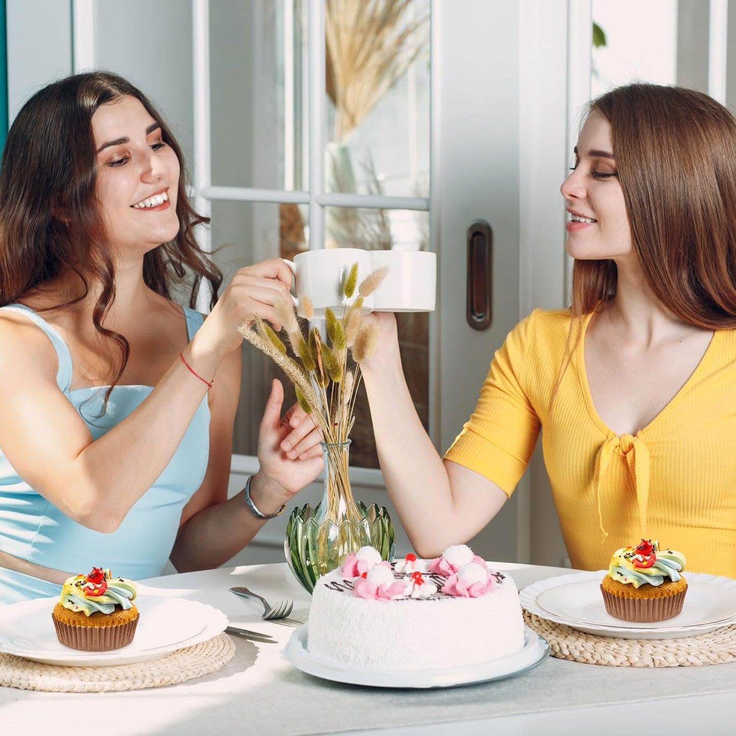 Uiifan Disposable Round Cupcake Liners Paper Baking Cups Wrappers Cupcake Paper Microwave Oven Safe Bakeware Mold for Snacks Cakes(Natural,50 Pack)