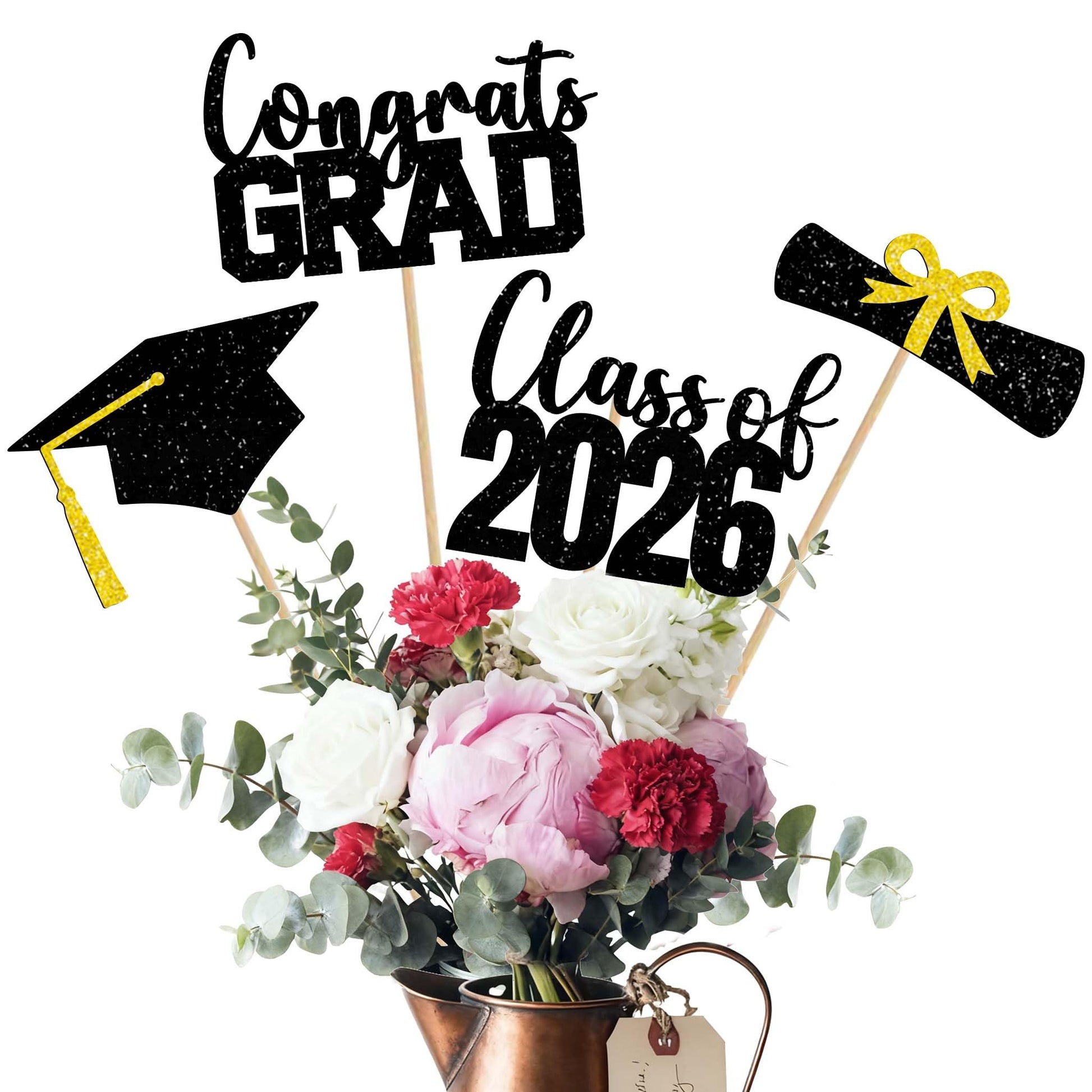 Class of 2026 Centerpieces Sticks for Graduation, 16 Pcs Graduation Decorations Cake Toppers