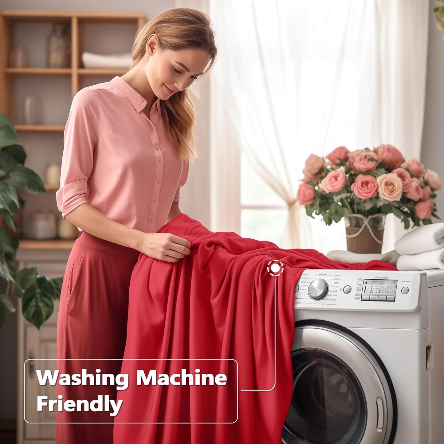 2 Pack Red Spandex Table Clothes for 8 Foot Rectangle Tables, 8FT Wrinkle Free Fitted Tablecloths Ruffles Design Stretch Table Cover for Party, Banquet, Wedding and Events