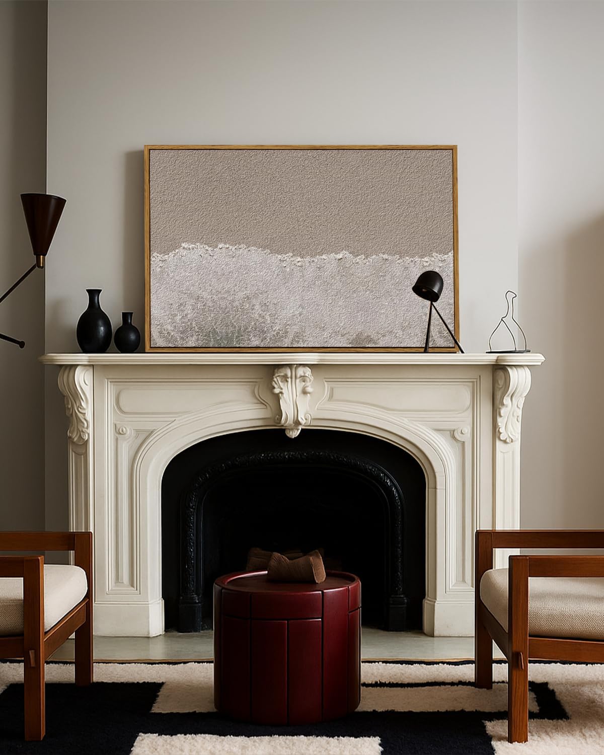 ARPEOTCY Large Framed Canvas Wall Art, 24x36 Inch, Modern Minimalist Coastal Beach Art Prints, Contemporary Neutral Decor for Living Room Hallway Bedroom Fireplace, Sandstone Textured Decor