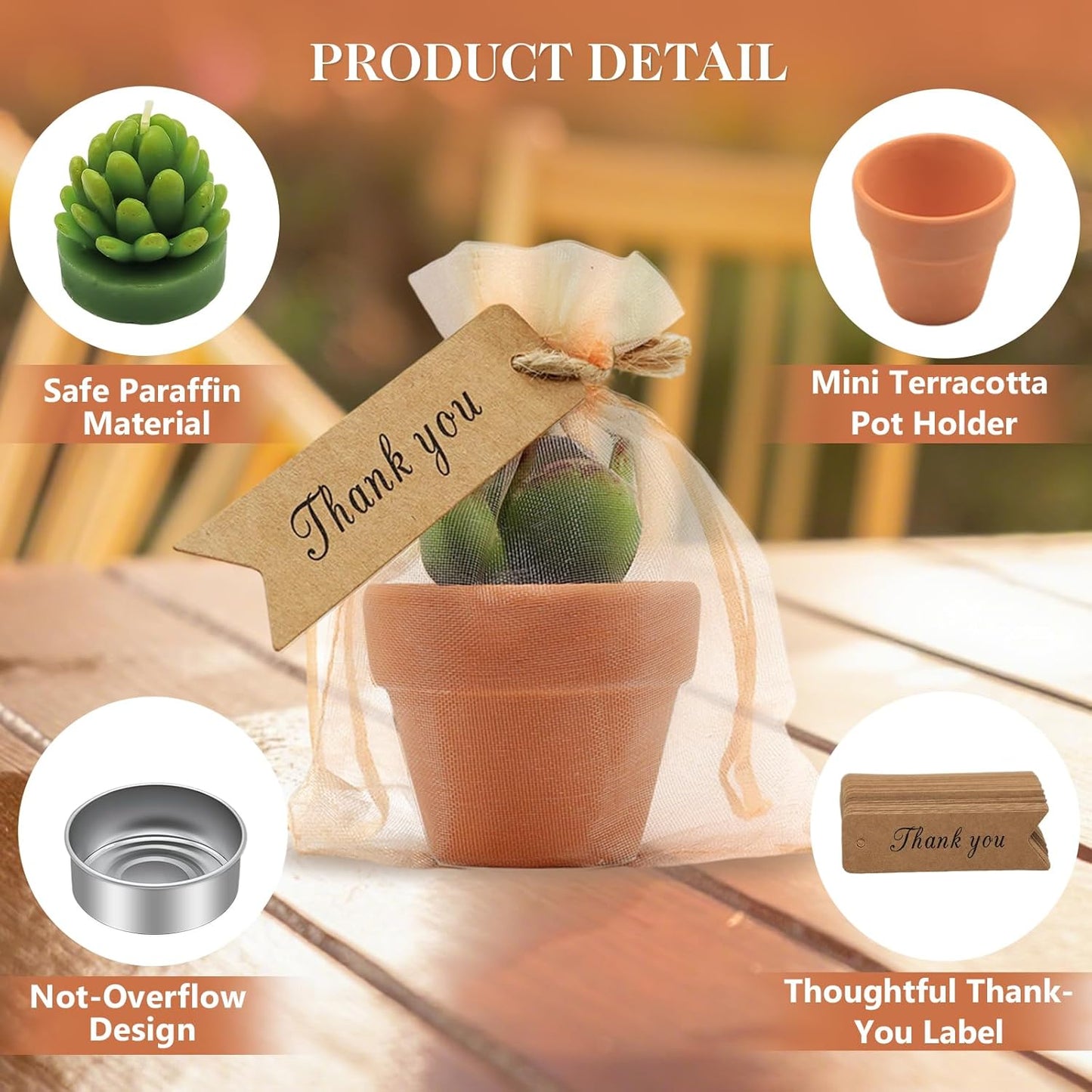 AZEAM 36 Pcs Succulent Candles Party Favors, Bulk Cactus Table Decor with Mini Terracotta Holders, Tiny Handmade Plant Tealights Candle Decoration for Baby Shower Bridal Game Wedding Home Birthday