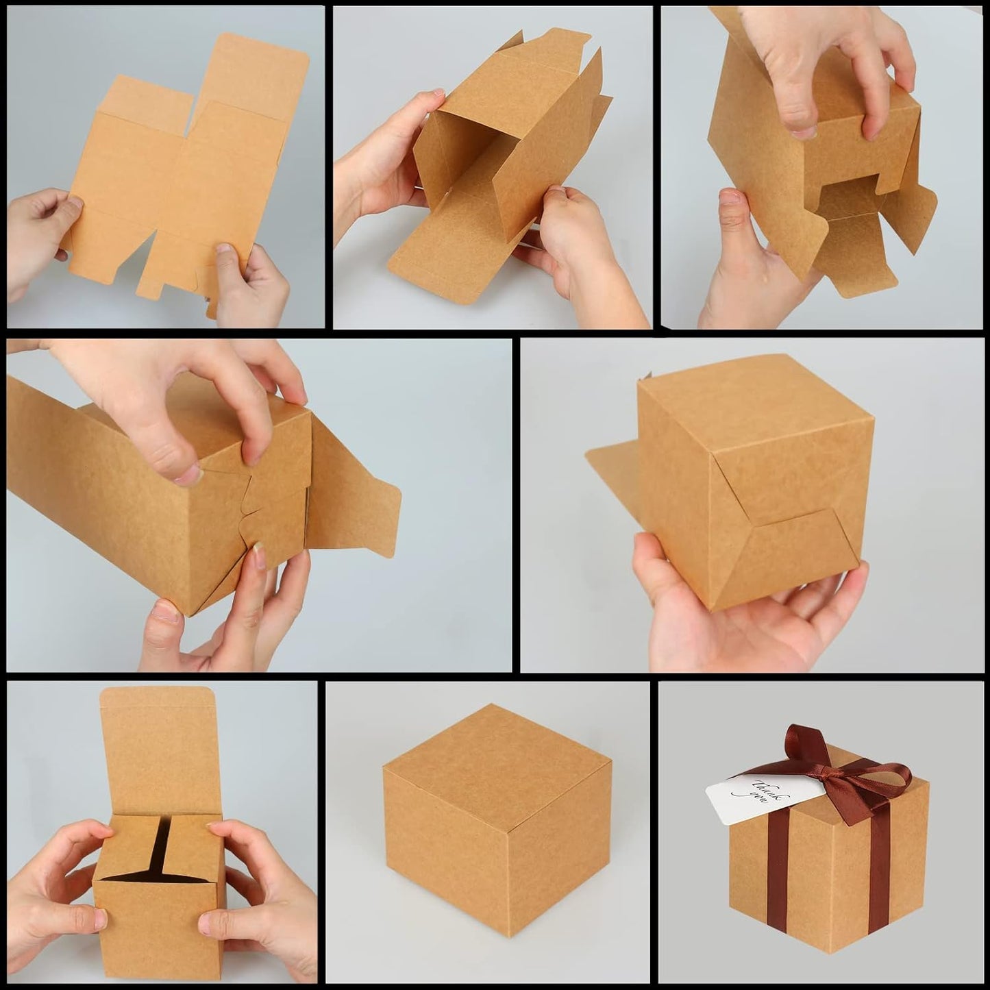 100 Pack Small Gift Boxes, 4x4x4 Inches Favor Boxes Brown Paper Gift Boxes with Lids for Presents, Crafting, Cupcake Boxes, Gifts, Candy Boxes for Wedding Party Bridal Shower Baby Shower Favors