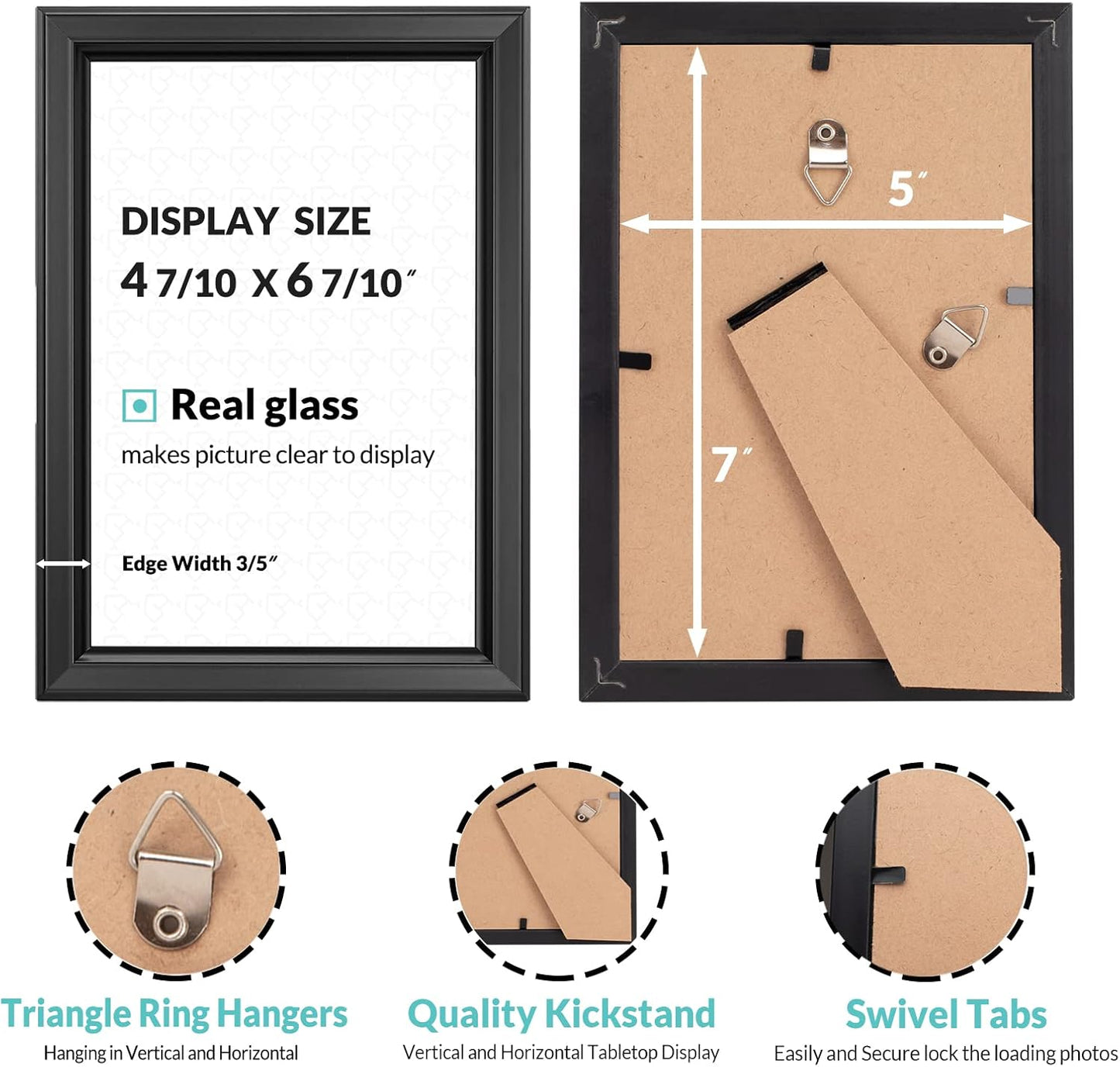 LaVie Home 5x7 Picture Frames (12 Pack, Black) Simple Designed Photo Frame with High Definition Glass for Wall Mount & Table Top Display, Set of 12 Classic Collection