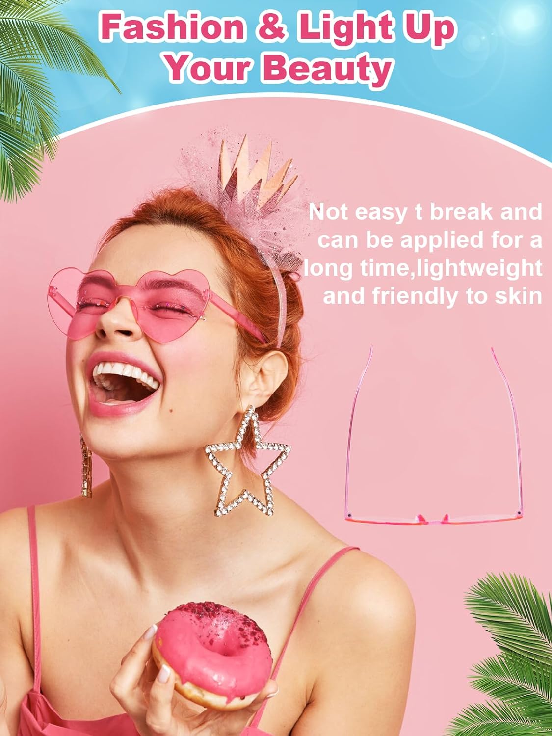 12 Pairs Heart Shaped Sunglasses for Women Colorful Glasses Fun Trendy Transparent Heart Sunglasses Party Favor (Pink)