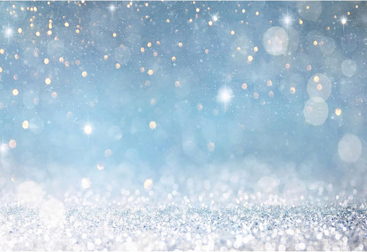 9x6ft Blue Bokeh (Not Glitter) Backdrops Birthday Party Abstract Golden Sparkling Spots Photography Background Baby Shower Wedding Prom Graduation Party Bokeh Decor Banner Photoshoot Props