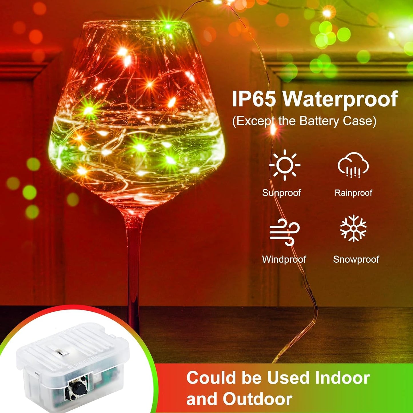 ZGWJ 8 Pack Christmas Fairy Lights Battery Operated, 7ft 20LED Mini Fairy String Lights Silver Wire 3 Modes Waterproof for Christmas Tree DIY, Parties, Bedroom Decorations Red&Green Red&Green