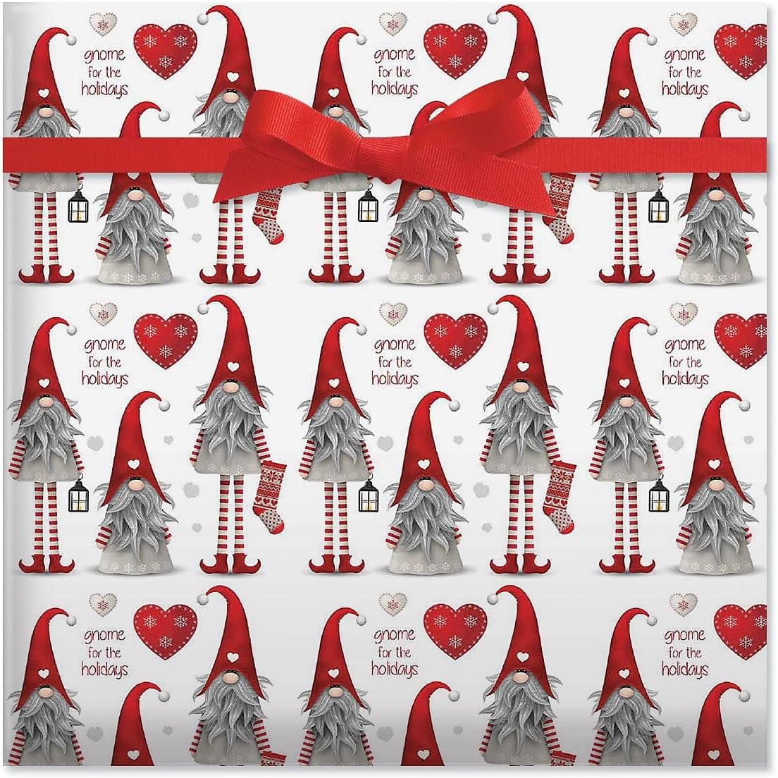 Current Gnome for the Holidays Double-Sided Rolled Christmas Wrapping Paper - Premium Jumbo 23-Inch x 32-Foot Gift Wrap Roll, 61 Square Feet Total