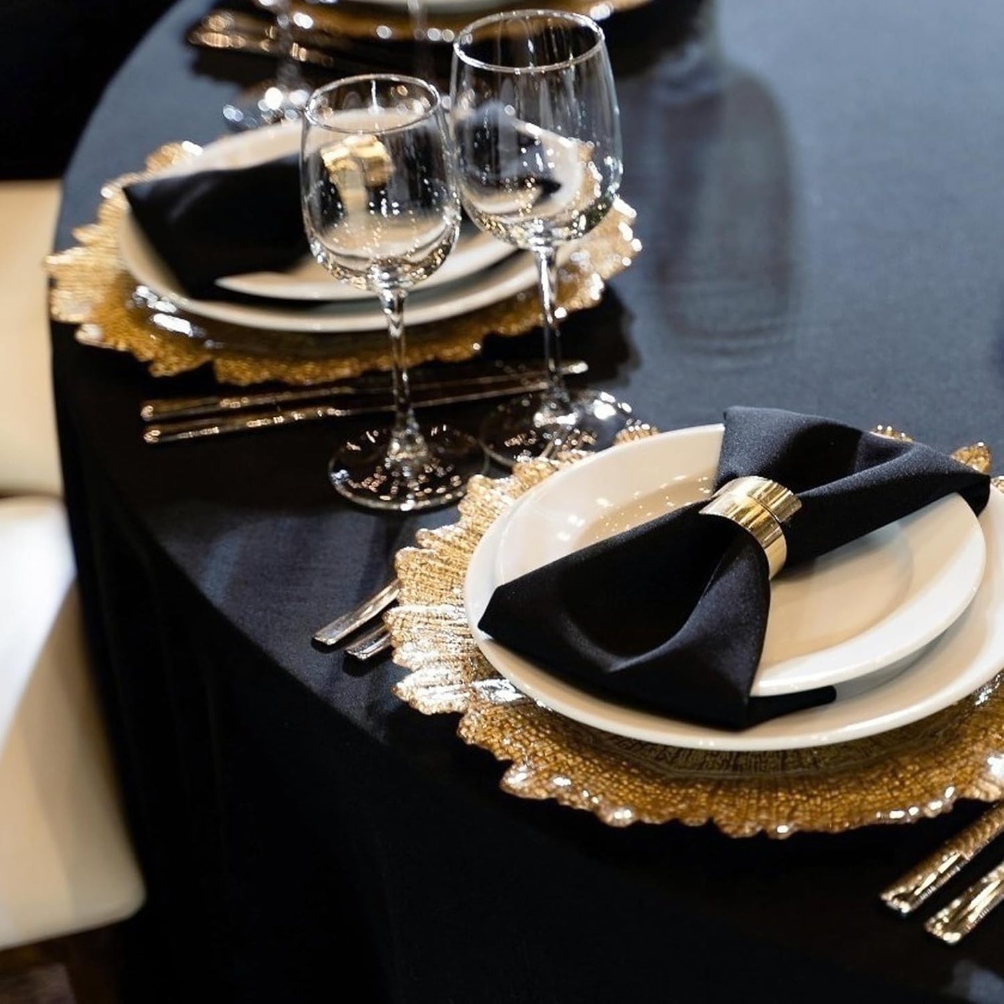 sancua 6 Pack Round Tablecloth 90 Inch Black, Stain and Wrinkle Resistant Table Cloth - Washable Polyester Table Cover for Dining Tables, Buffet Parties and Camping