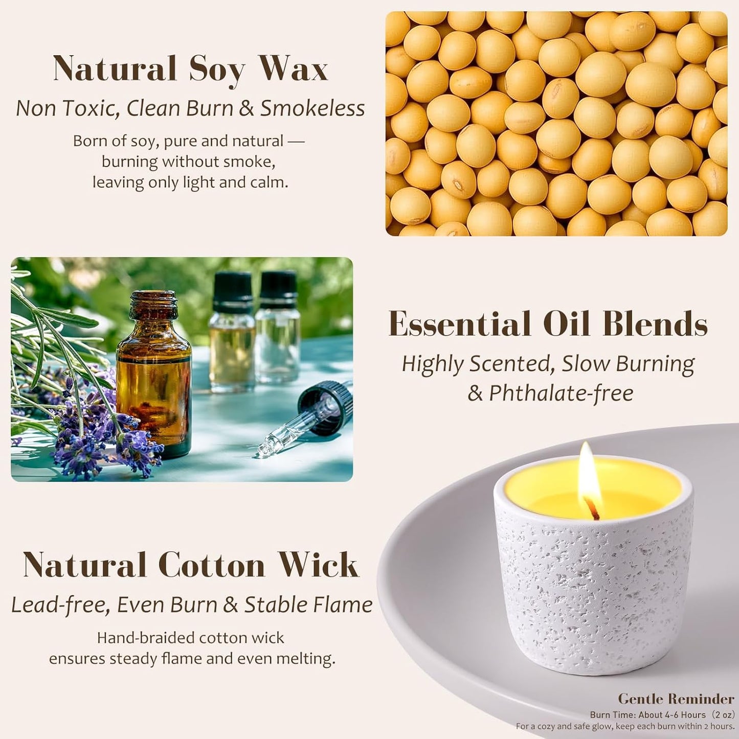 Viyffo Scented Candle Set of 6, Natural Soy Wax with Essential Oils, Long Lasting Aromatherapy Candles in Small Ceramic Jars, Perfect for Home, Relaxation, Meditation, Bath & Holiday Gifts