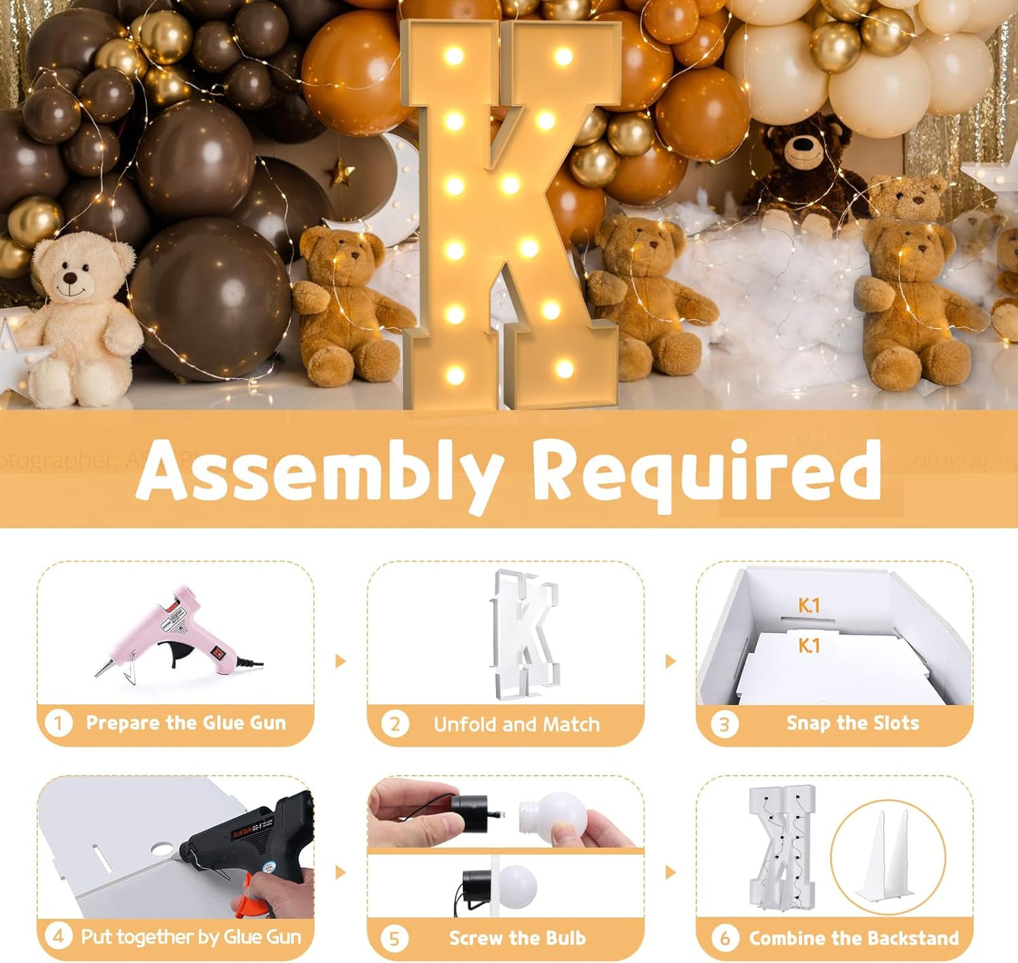 imprsv 4FT Marquee Light Up Letters for Birthday Party Decorations Large Marquee Letters for Wedding Event Bridal Shower Engagement Anniversarty Party Decor,Letter K