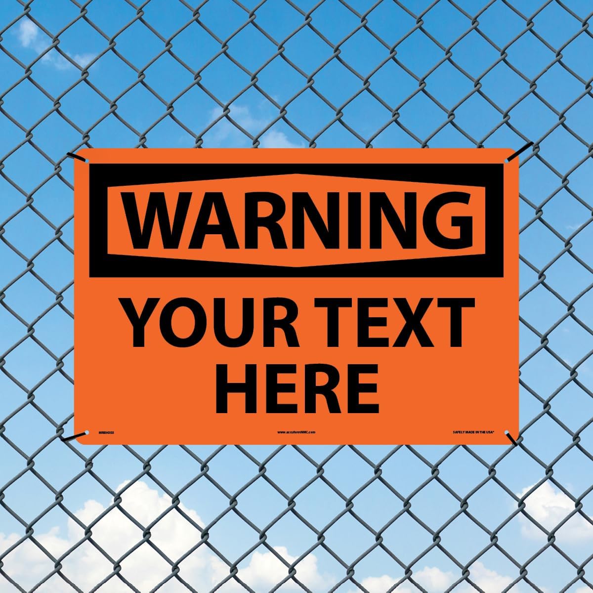 Custom OSHA Style Warning Sign 12" x 18" Plastic Sign, Customizable "Your Text Here", by AccuformNMC Made in USA