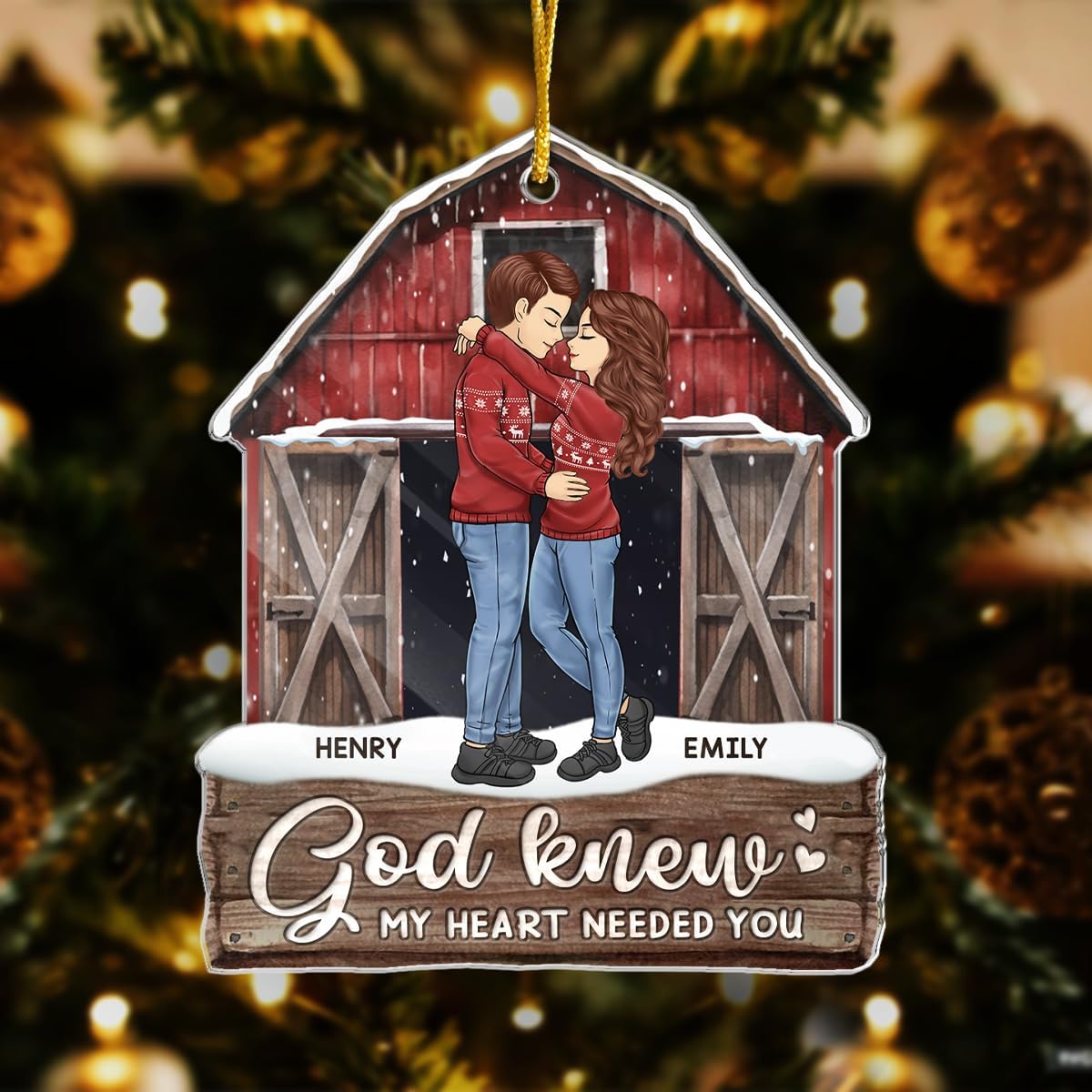 Pawfect House God Knew My Heart Needed You, Personalized Christmas Ornaments Gifts for Couples, Christmas Anniversary Birthday Gifts for Husband, Wife, Wooden Ornaments, Housewarming Gift for Her, Him