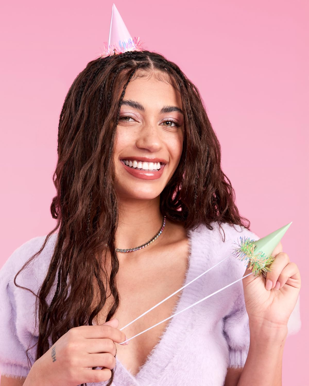 xo, Fetti 10pc Iridescent Foil Mini Party Hats | Birthday Hair Accessory