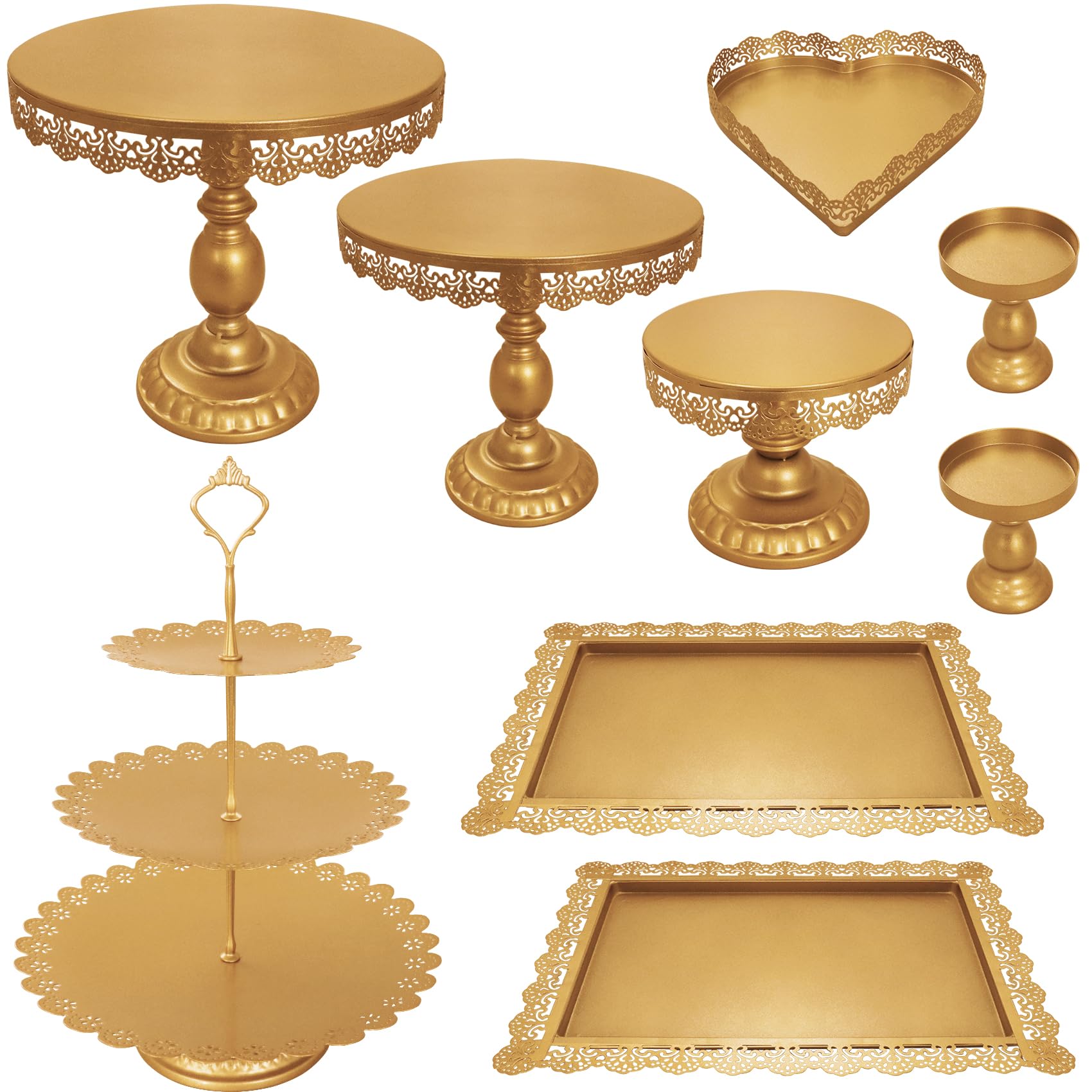 JALANCY Set of 9 Cake Stands Metal Cupcake Stand Set Multiple Styles Candy Fruit Display Tower