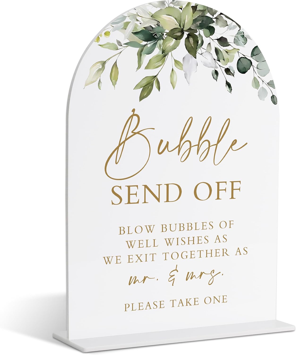 Bubbles for Wedding Send Off, Greenery Gold Bridal Shower Decorations, Marriage Signs for Ceremony and Reception, Engagement Party Decor, Wedding Table Acrylic Decor, Bachelorette Party Favors - 28