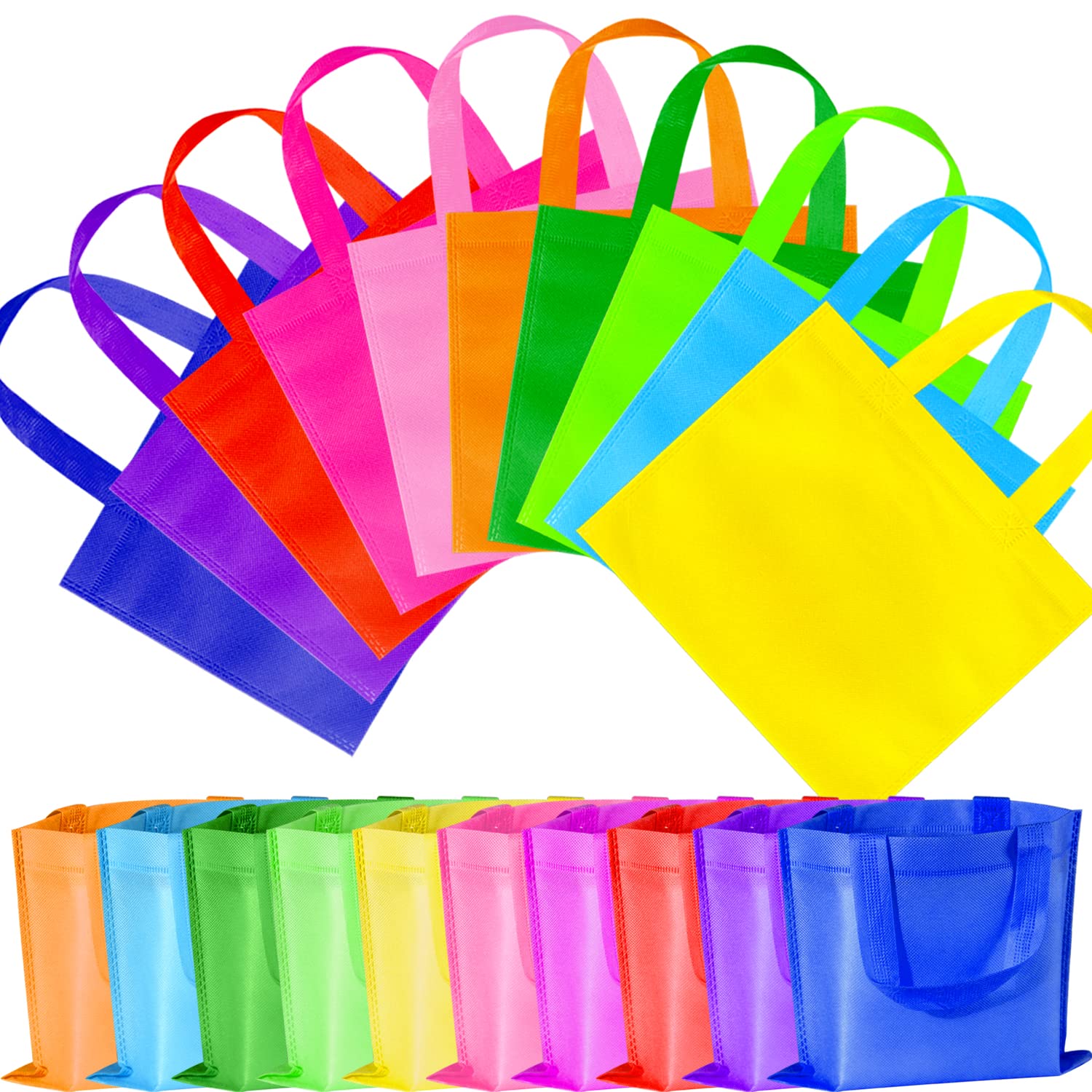 GITMIWS 30 Pack Non Woven Party Favor Bags, 9.8'' Small Reusable Kids Tote Bags with Handles