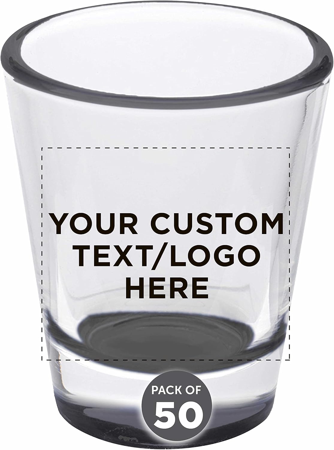 Custom Shot Glasses 1.75 oz. Set of 50, Personalized Bulk Pack - Great for Wedding Favors, Bachelorette Party Decorations, Party Fovors, Color Bottom - Black