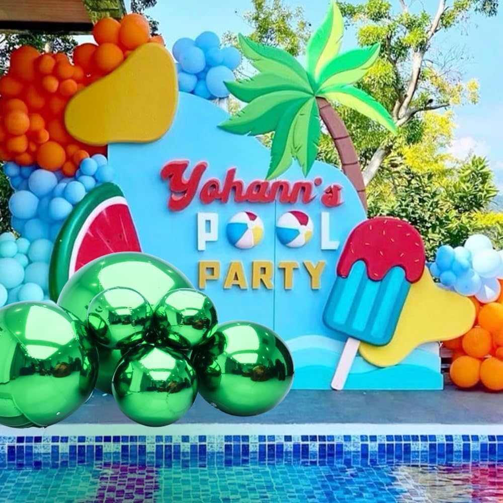 Inflatable Mirror Ball Set - Airtight PVC Spheres for Parties, Weddings, and Events. Perfect for Decoration, Hanging, and Displays. Includes Electric Pump (Green, 24in-2pk_32in_39in_47in_71in)