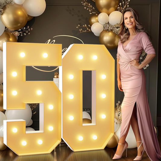 imprsv 4FT Light Up Numbers, Marquee Numbers 50th Birthday Decorations for Women Men, Large Light Up 50 Birthday Women Foam Board Anniversary Party Decorations Arch Kit (DIY)