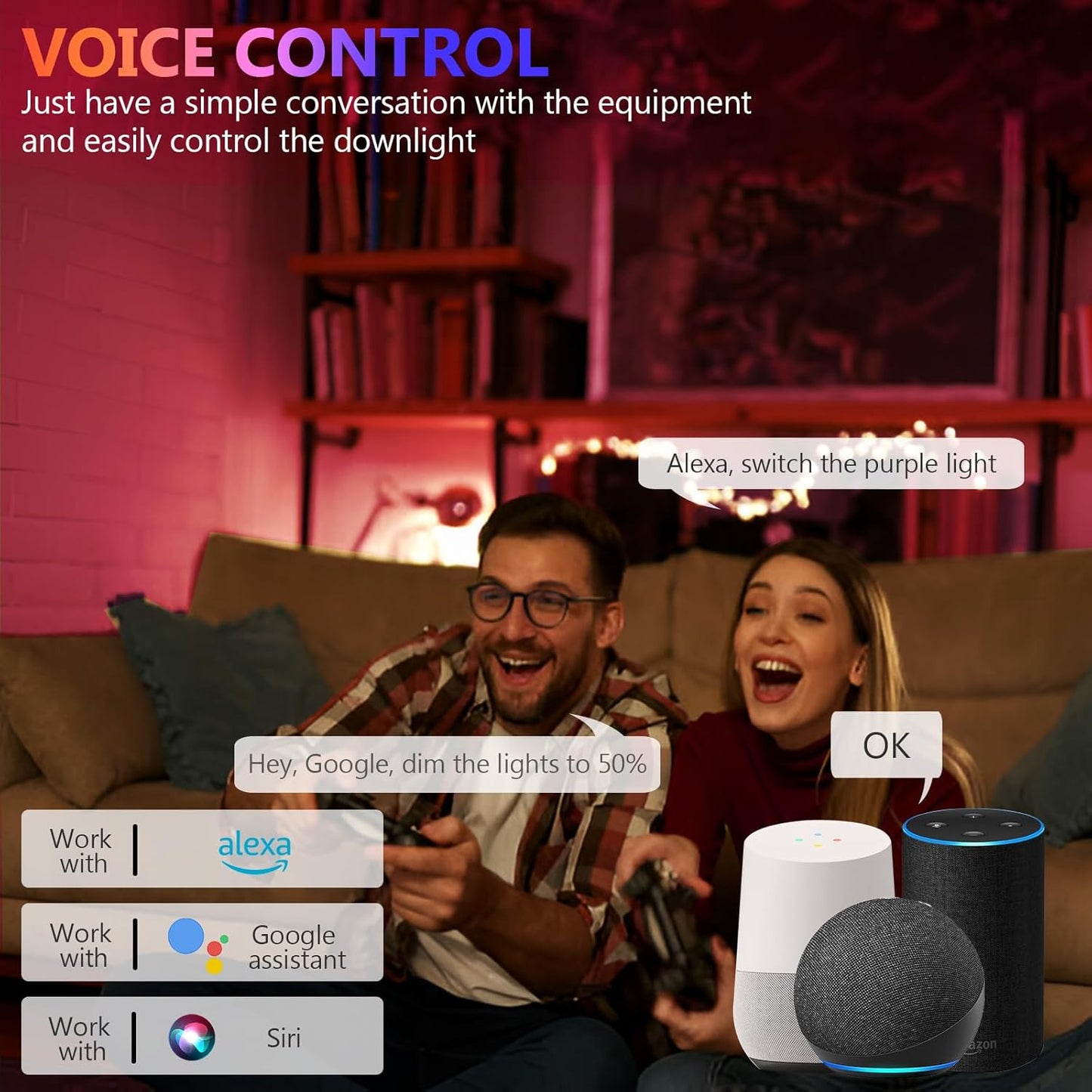 6 inch Smart LED Can Lights Retrofit Recessed Lighting, RGB Color Changing WiFi&Bluetooth Downlight,13W 1050LM Bluetooth Shower Downlight, Compatible with Alexa,Google Home and Siri,6 Pack