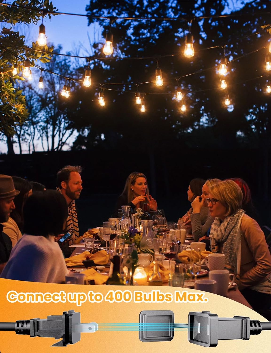 Svater Outdoor Led String Lights 25 FT, Patio Lights for Outside with 9pcs S14 Shatterproof Bulbs, 1 Watt E26 Dimmable, IP65 Waterproof, Commercial Grade Bistro Light 2700K Warm White