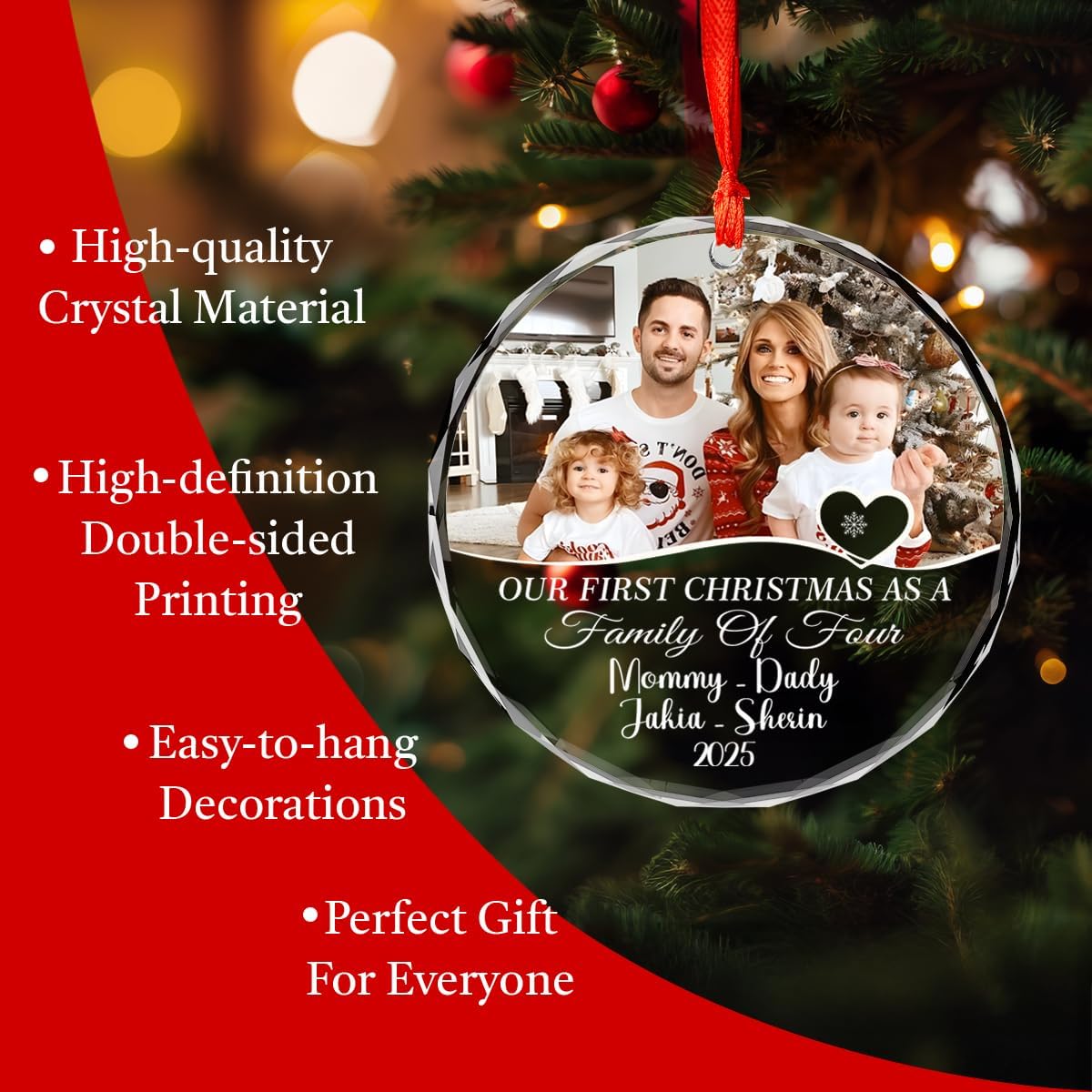 Personalized Christmas Ornaments with Names, Couple Glass Ornament, Custom Wedding Gifts for Couples 2025, Wedding Gift Ideas for Newly Wed Couple, Bride, Bridal Shower, Future Mr & Mrs (F3)