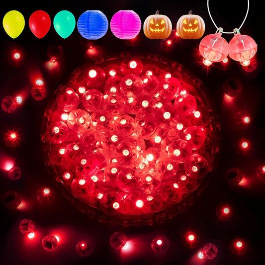 Aogist 50Pcs Balloon Lights with Hook,Long Standby Time,Waterproof Mini Light for Birthday Party Wedding Christmas Halloween Easter Decorative (Steady, Red)