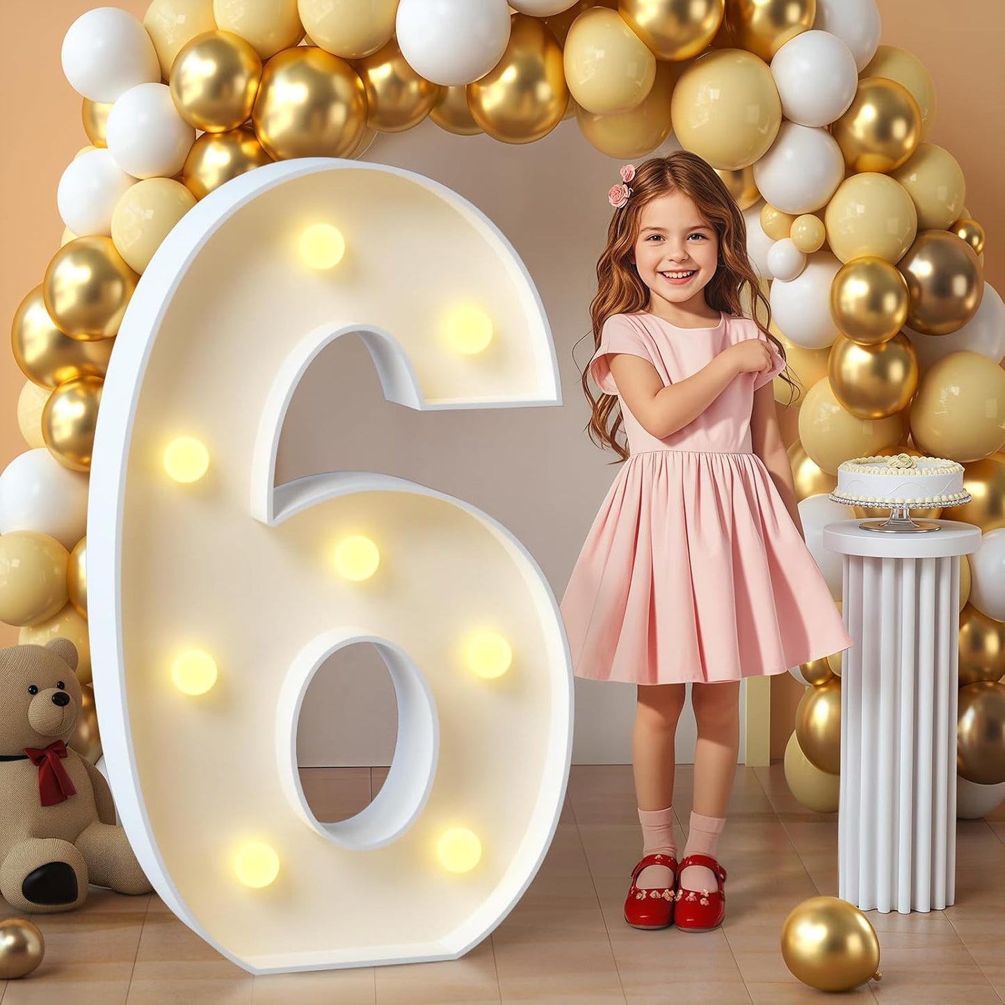 imprsv Marquee Light Up Numbers, Mosaic Numbers 3FT Marquee Numbers for 16th 60th Birthday Decorations Anniversary Party Decor, Large Marquee Numbers for Party Decorations, Number 6(Need to Assemble)