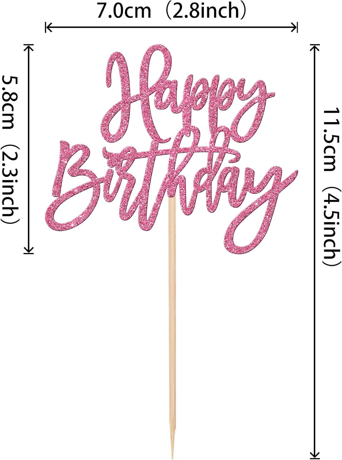 24 PCS Happy Birthday Cupcake Toppers Glitter Happy Birthday Cupcake Picks for Celebrating Happy Birthday Anniversary Theme Party Cake Decorations Supplies Pink