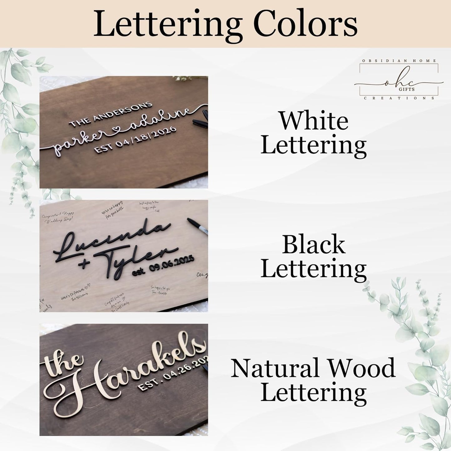 Personalized Last Name Guest Book, Unique Guest Book Sign, Custom Alternative Guest Book, Wooden Guest Book, Wedding Ceremony Guestbook Sign (Design 4)