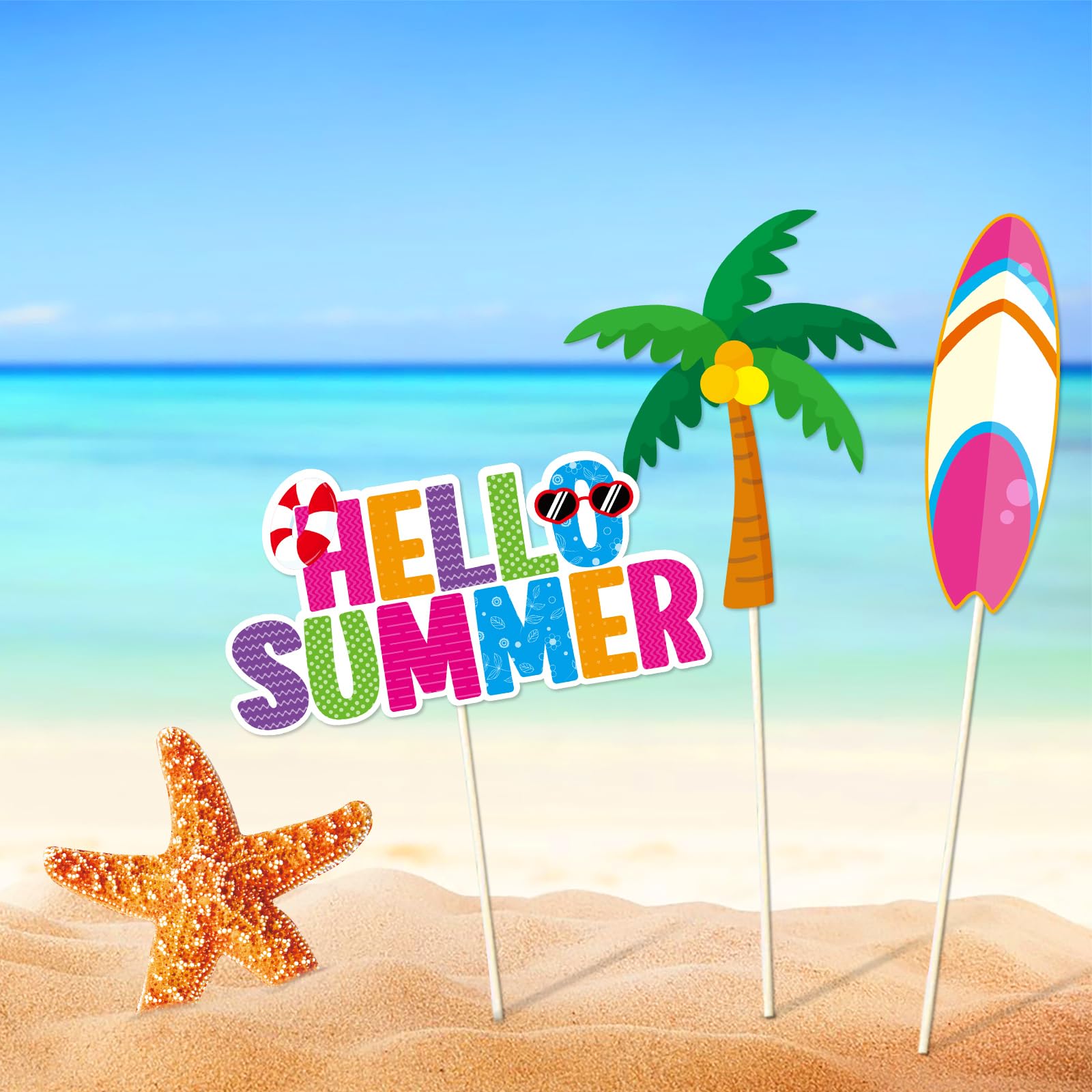 Summer Pool Beach Photo Booth Props 30 Pack Pool, Hawaiian, Beach, Luau Photo Booth Props, Tropical