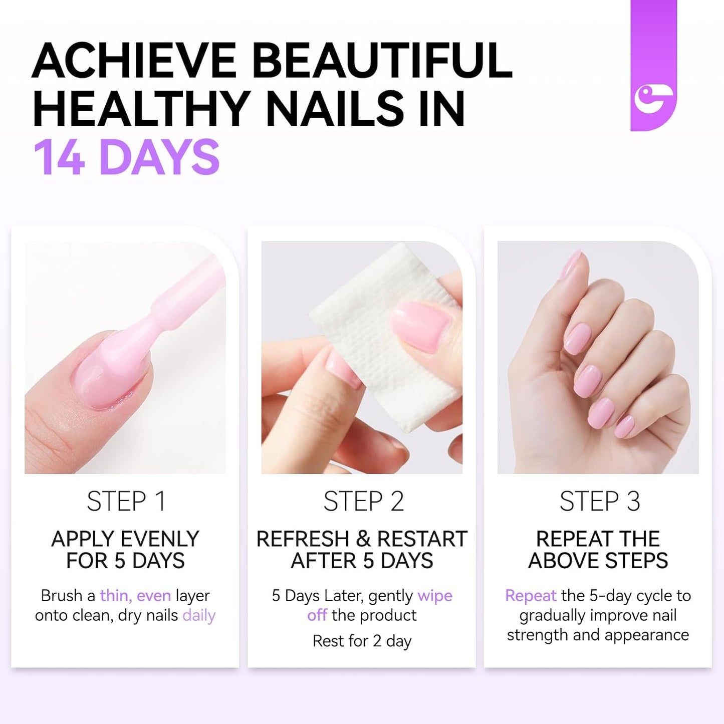 Women Nail Strengthener Protein for Daily: Glittering Pearl 15ml Gelike EC 6 in 1 Nail Treatment for Weak and Damaged Nails Everyday - Nail Polish Hardener for Home Salon Travel Spa Gift