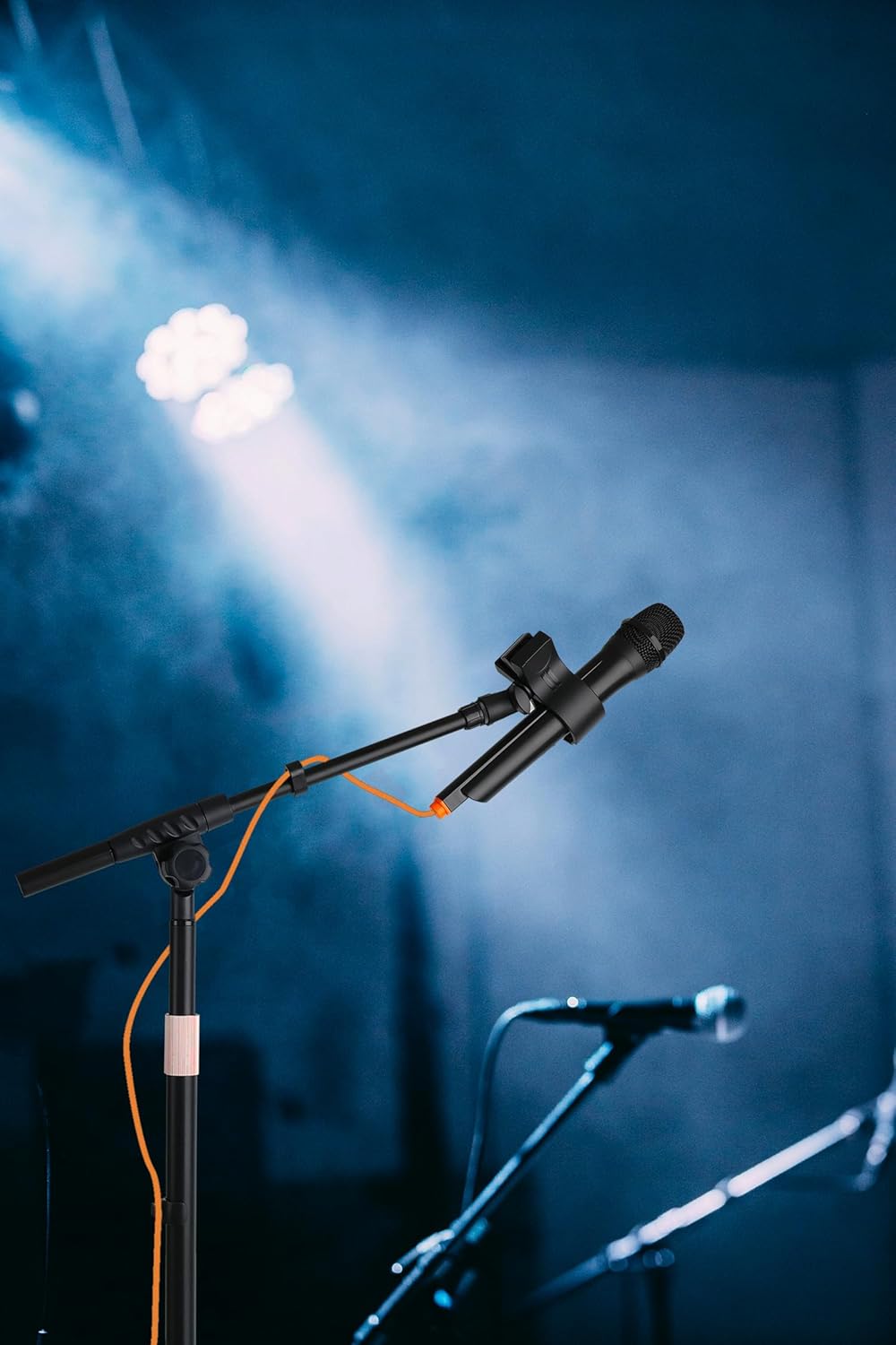 Mic Stand Floor with Boom Arm Microphone Stand with Heavy Weighted Base, Adjustable Height 25" to 69", Music Stand with Mic Holder, Cable Clips for Performance, Podcast, Recording Studio, Karaoke