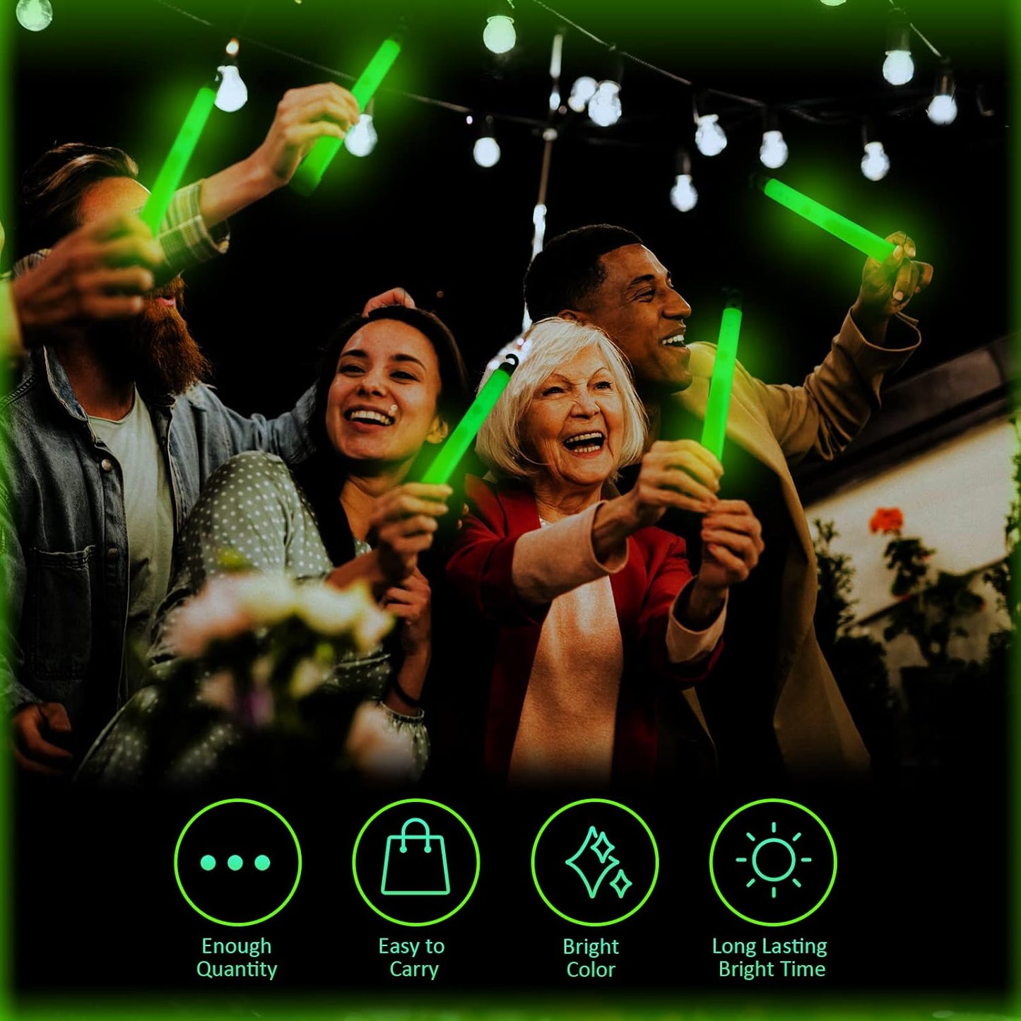 Sotiff 48 Pcs Bright 6 Inch Large Glow Sticks Bulk Emergency Glow in The Dark Sticks with 12 Hour Duration for Camping Hiking Outdoor Parties Activities Survival Storms Blackouts (Green)