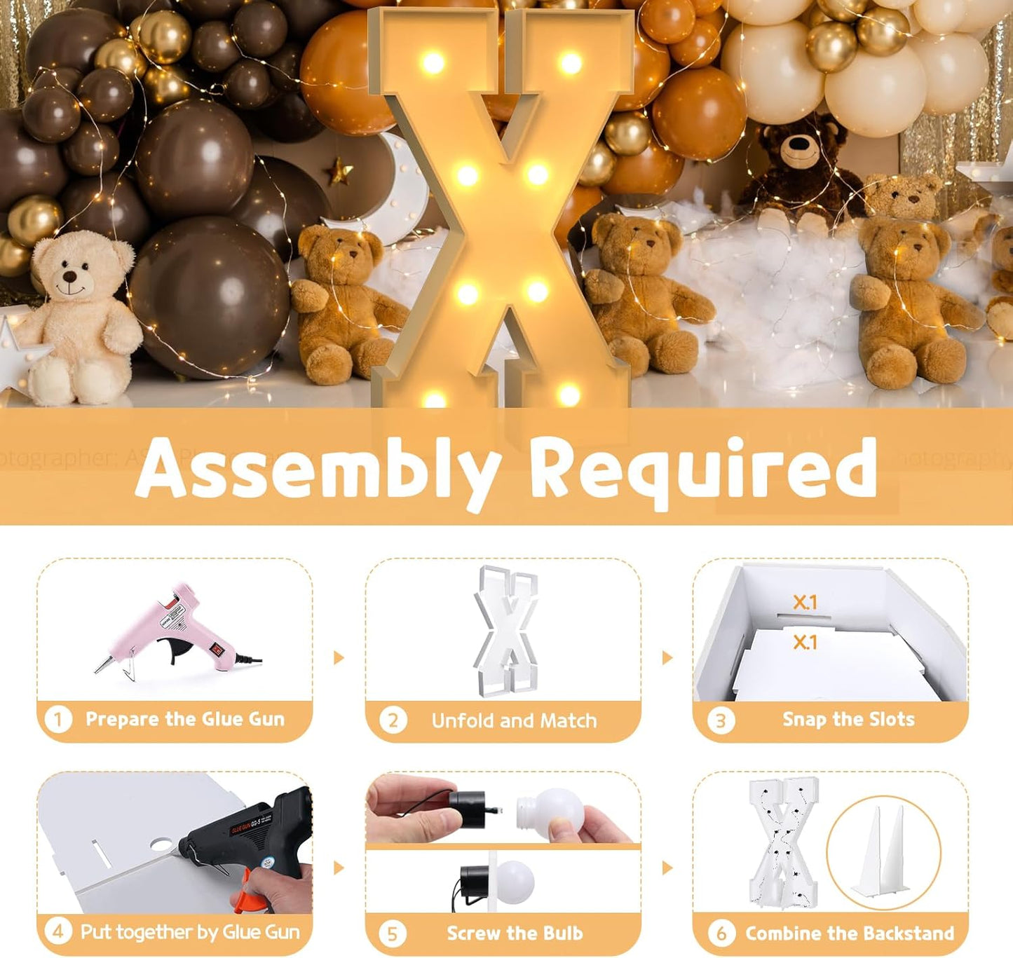 imprsv Marquee Light Up Letters, 3FT Marquee Letters for Birthday Baby Shower Wedding Decorations Light Up Letters for Engagement Party Decor, Large Marquee Letters for Party Decorations, Letter X