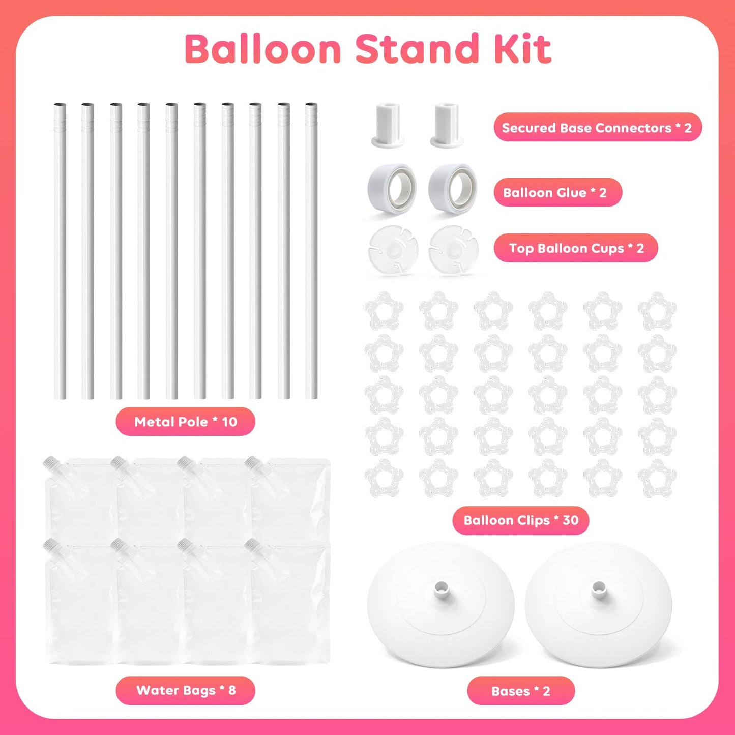 Tamodan Adjustable balloon column kit set of 2, 78 Inch balloon tower Reusable Metal Telescopic