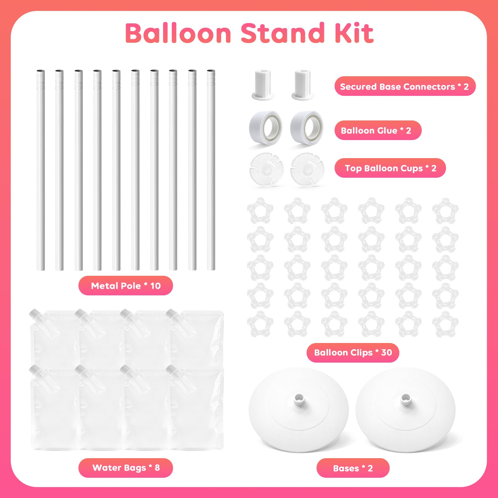 Tamodan Adjustable balloon column kit set of 2, 78 Inch balloon tower Reusable Metal Telescopic