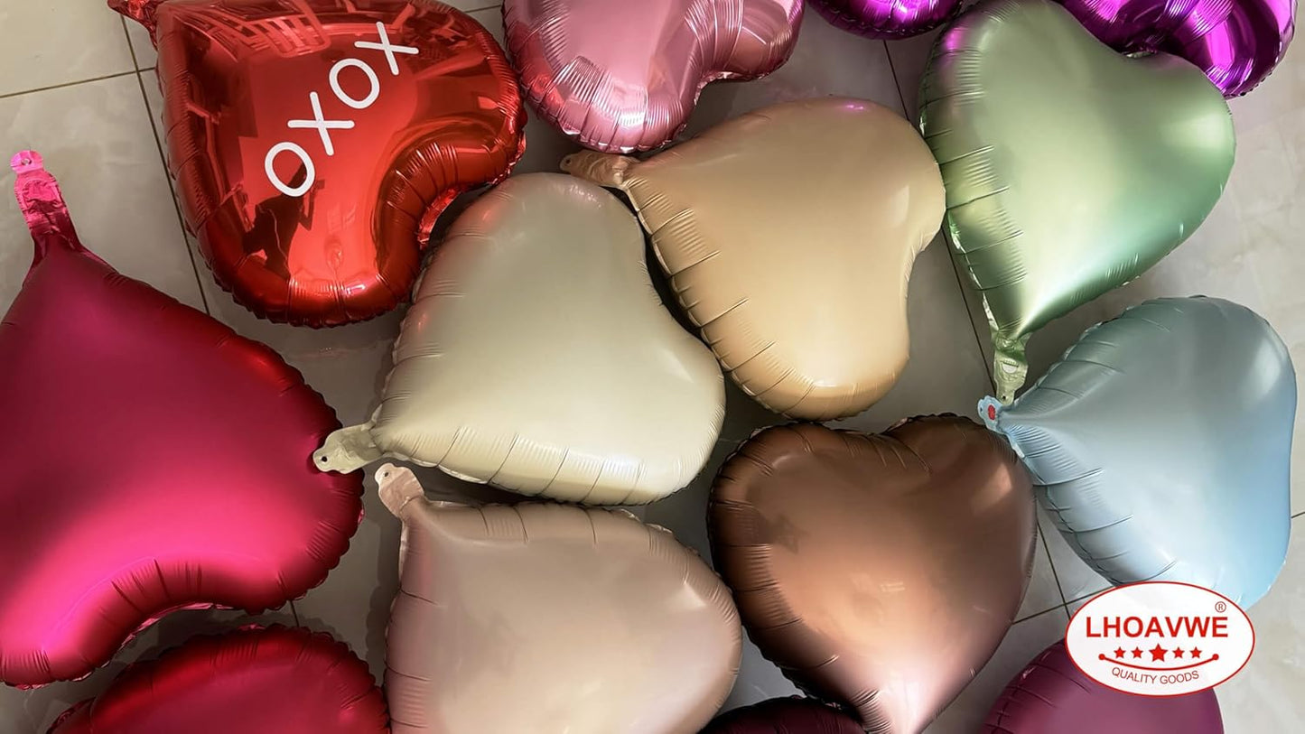 Love Heart Shaped balloons Pack of 12,18 Inch Love Valentine Balloons Heart Romantic Balloons For Valentines Day Propose Marriage Wedding Bridal Shower Engagement Party Decorations