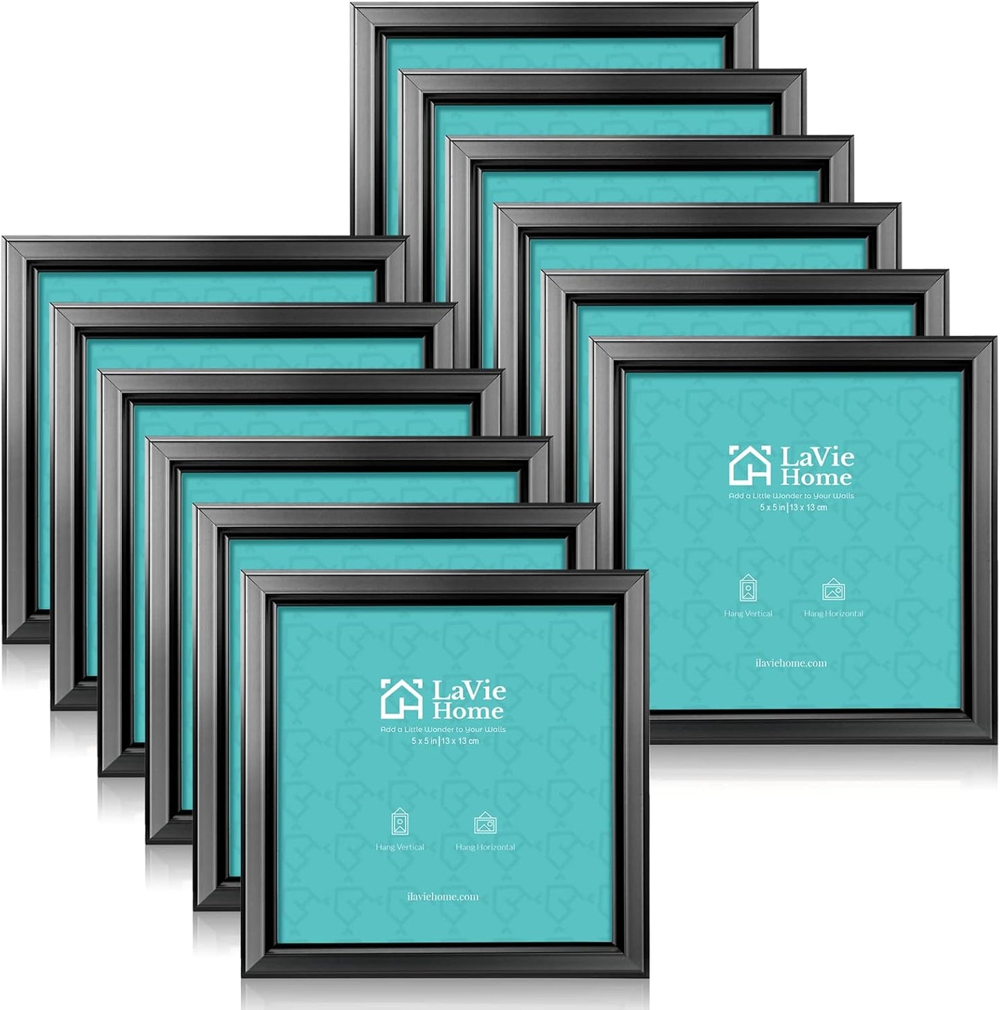 LaVie Home 5x5 Picture Frames (12 Pack, Black) Simple Designed Photo Frame with High Definition Glass for Wall Mount & Table Top Display, Set of 12 Classic Collection